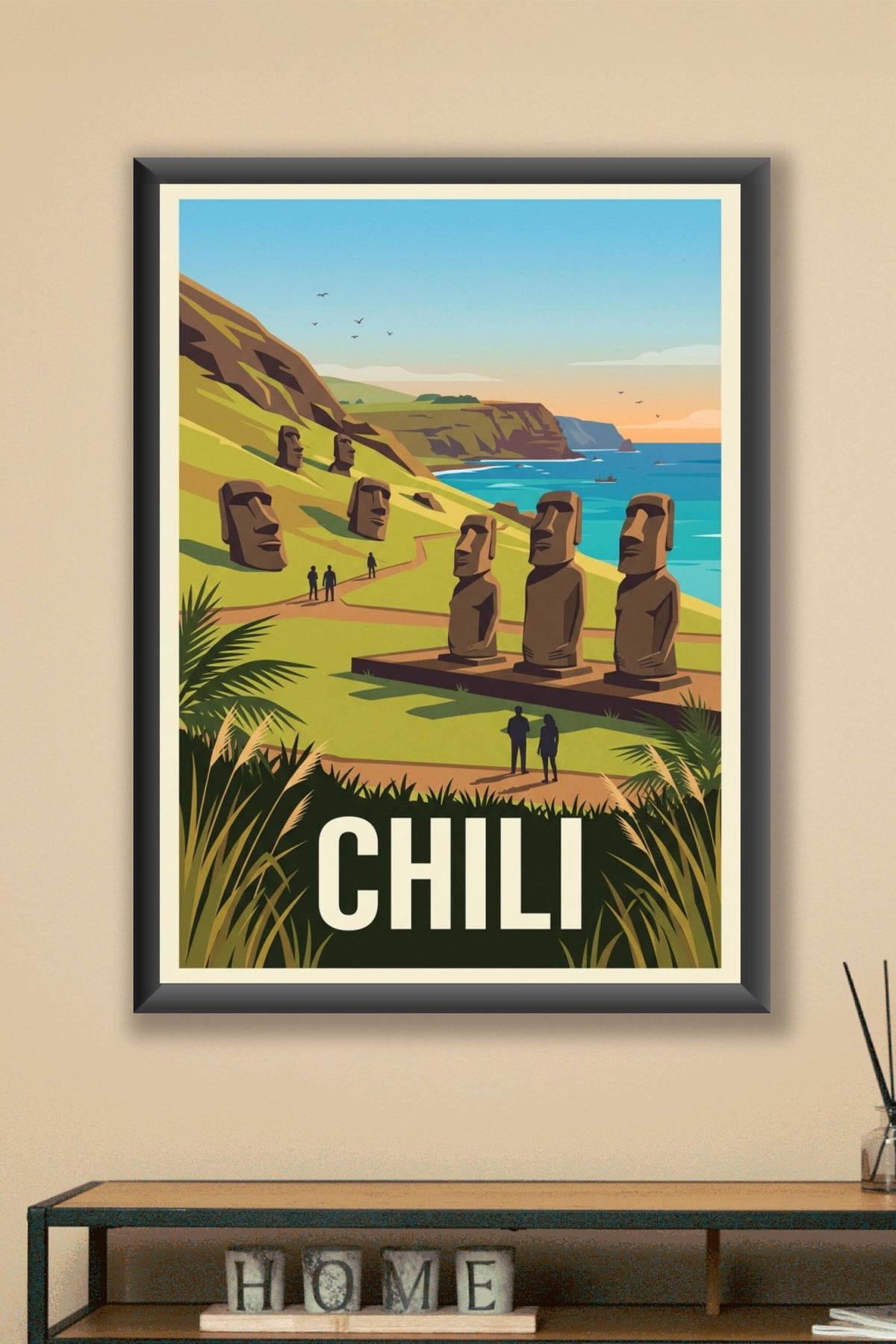Affiche du Chili, Ile de Pâques Moaï