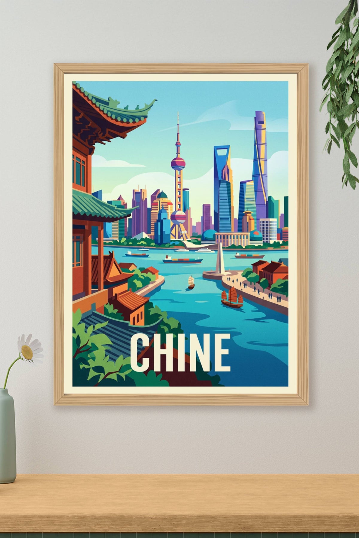 Affiche de Chine, skyline de Shanghai