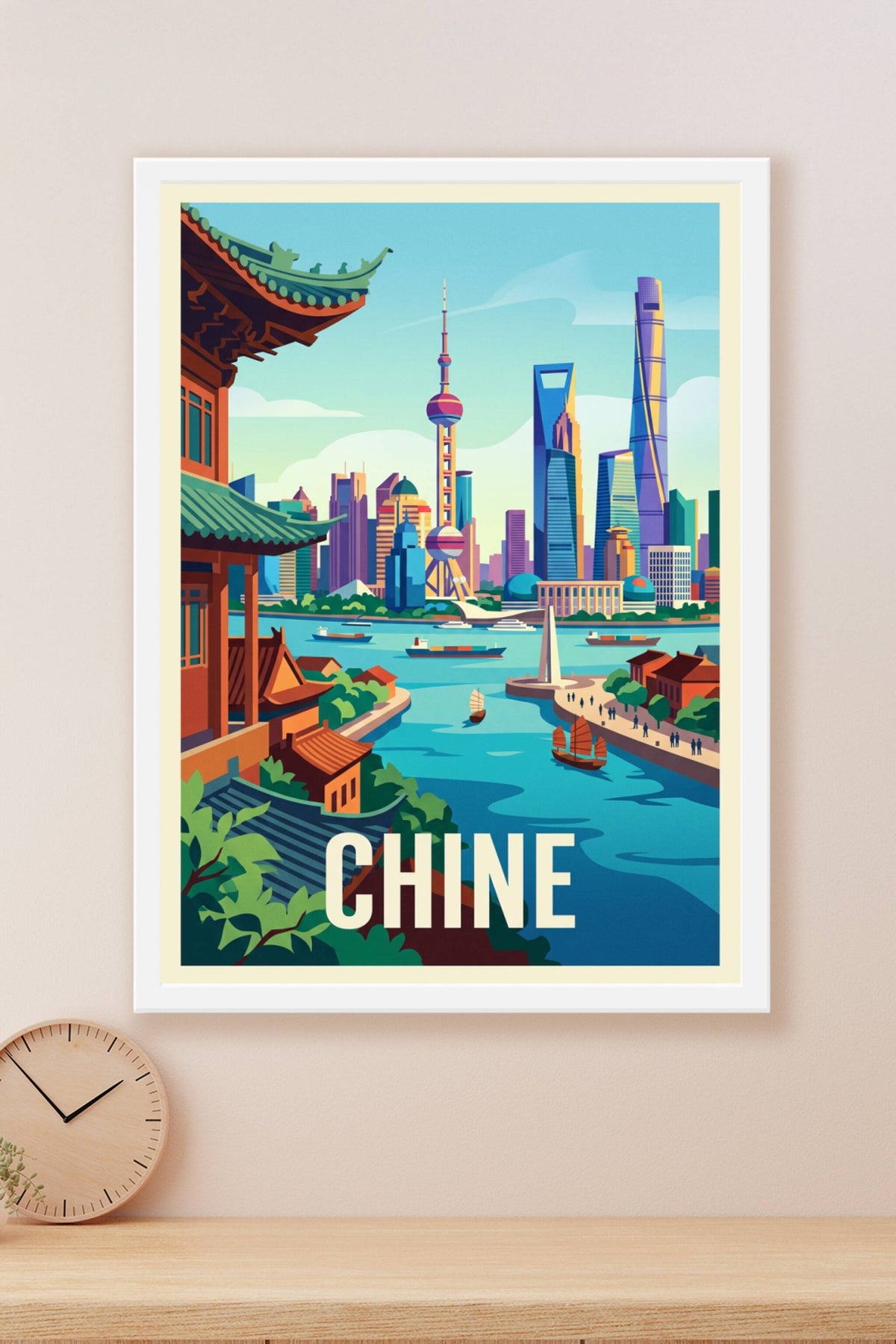 Affiche de Chine, skyline de Shanghai