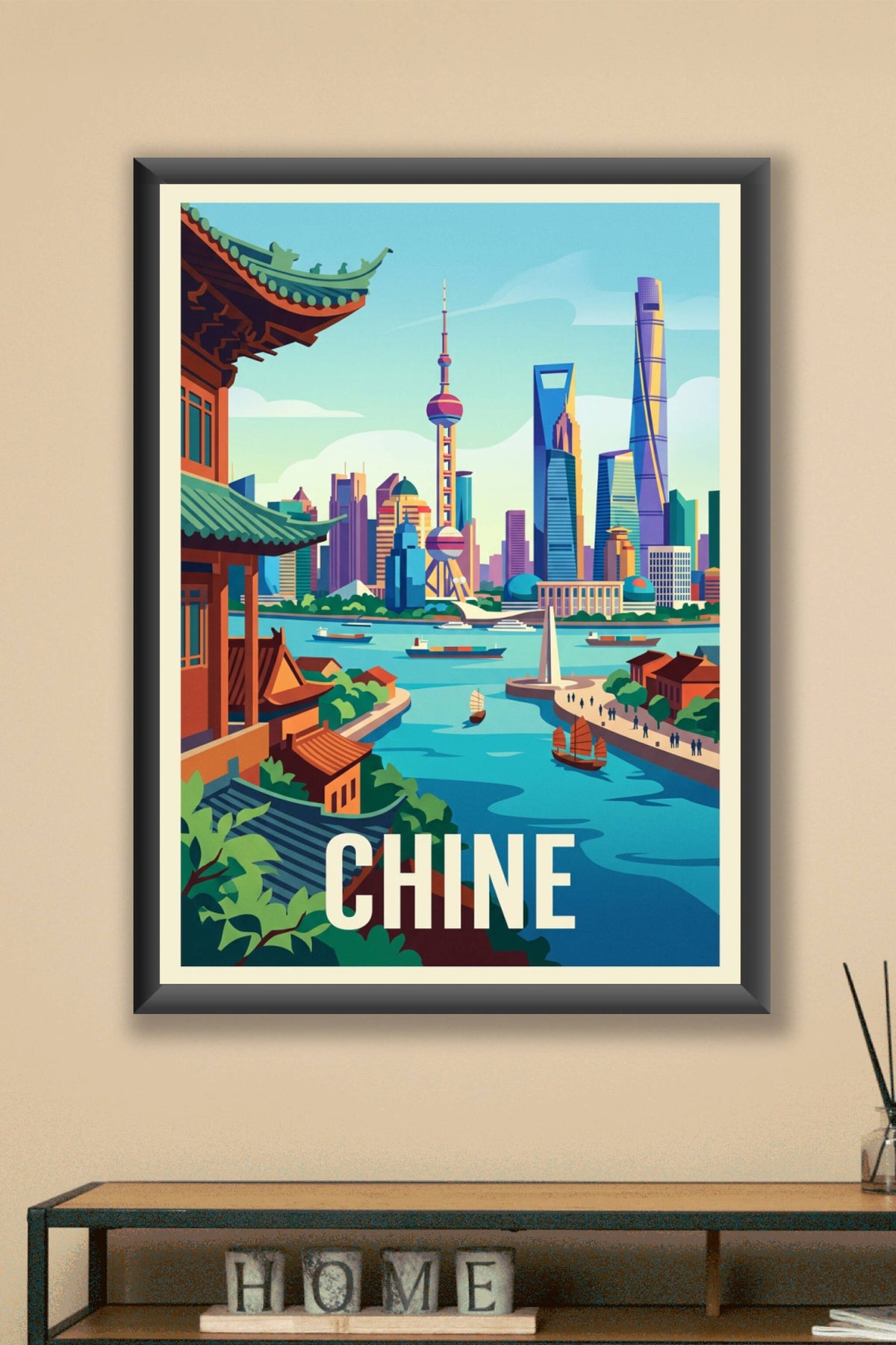 Affiche de Chine, skyline de Shanghai