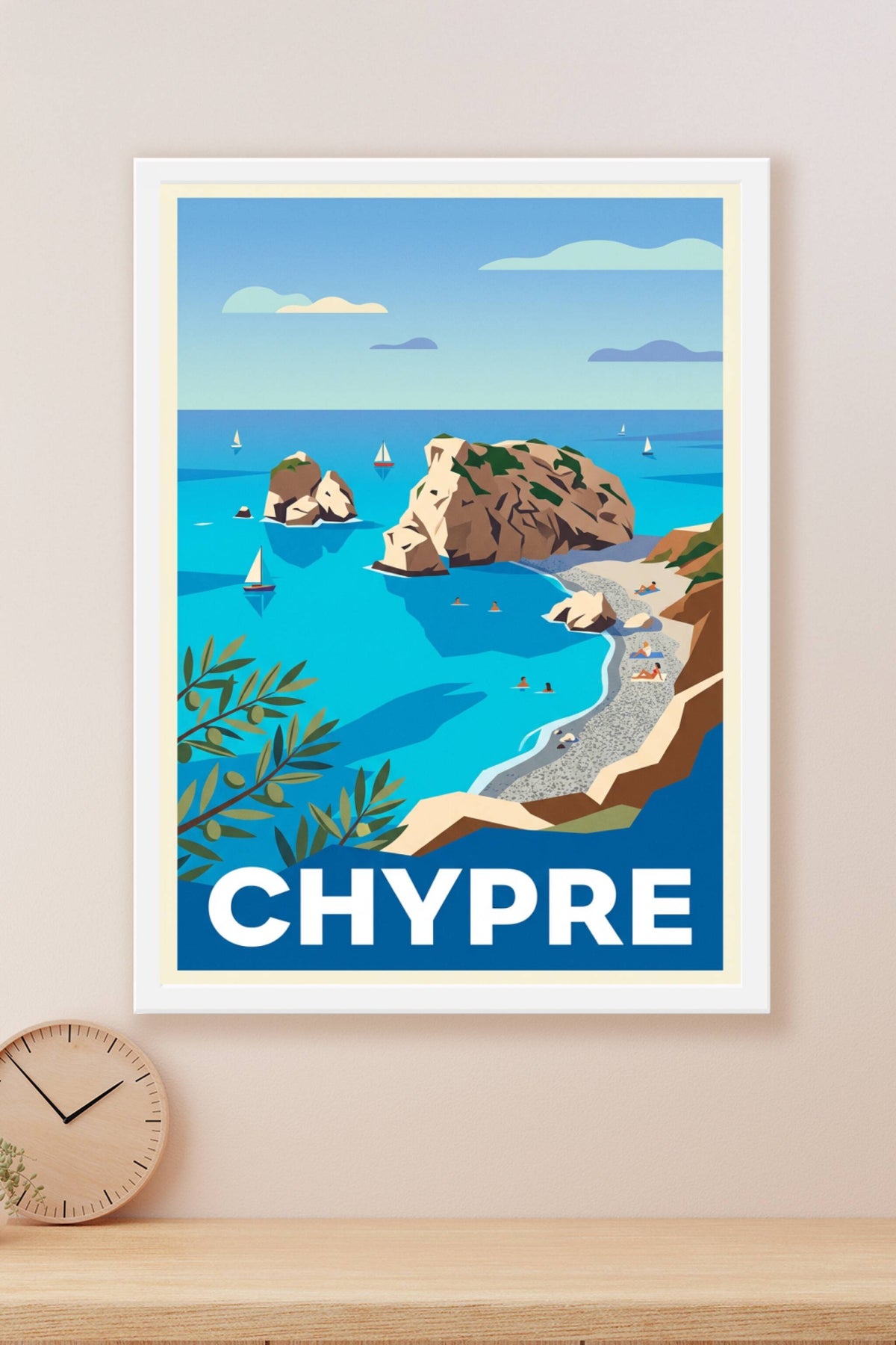 Affiche de Chypre, poster de voyage bord de mer