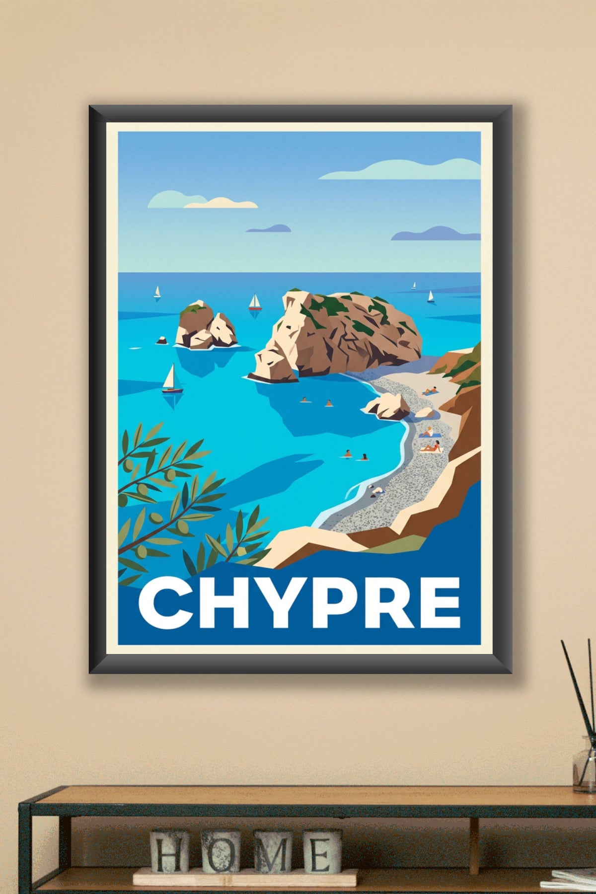 Affiche de Chypre, poster de voyage bord de mer