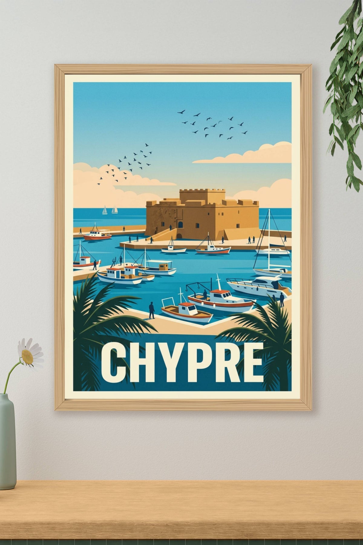 Affiche de Chypre, port de Paphos
