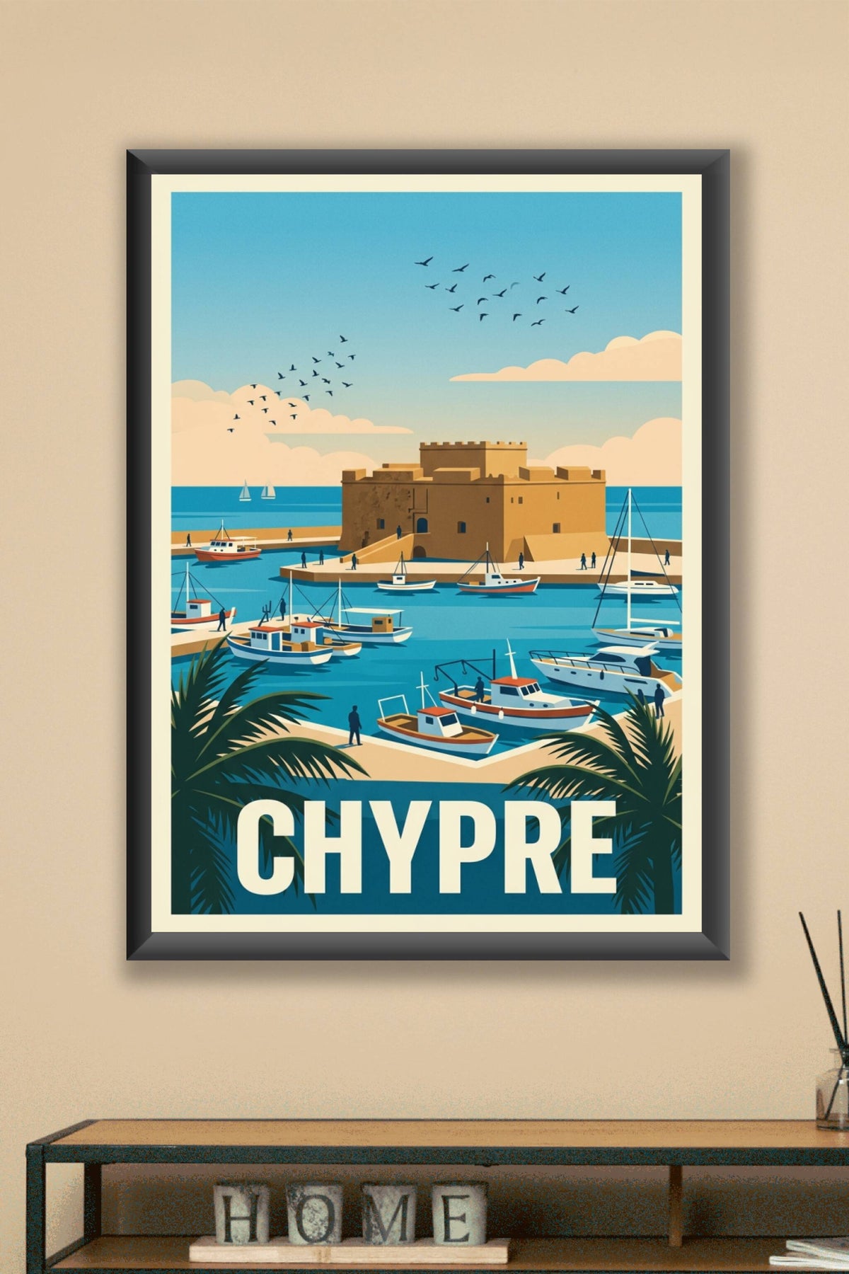 Affiche de Chypre, port de Paphos