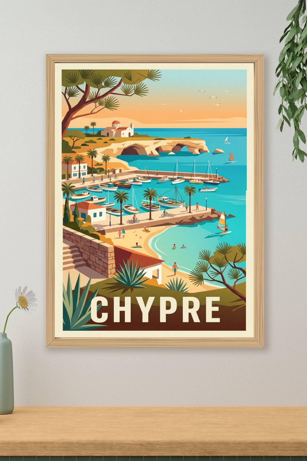 Affiche de Chypre, poster décoratif bord de mer