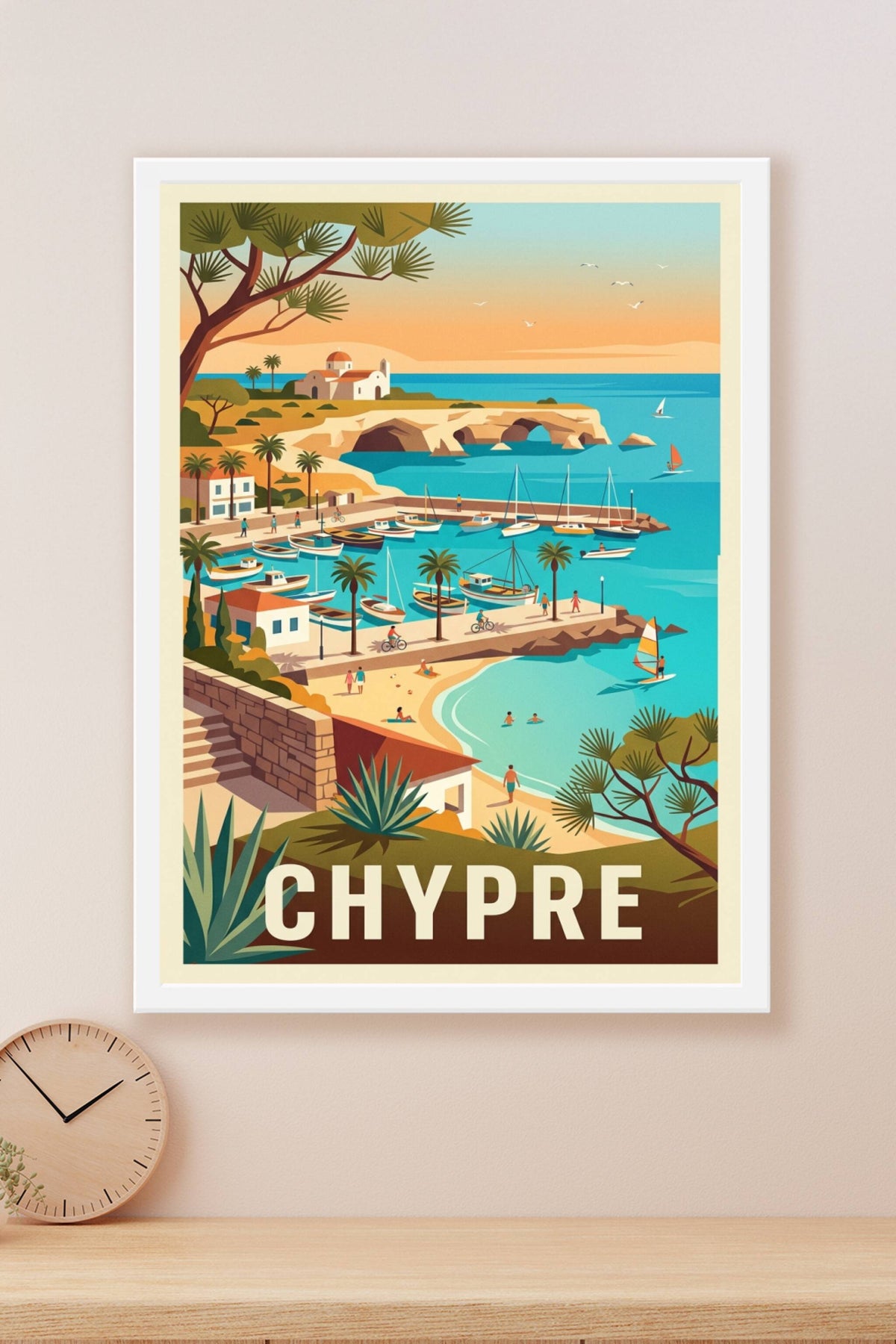 Affiche de Chypre, poster décoratif bord de mer