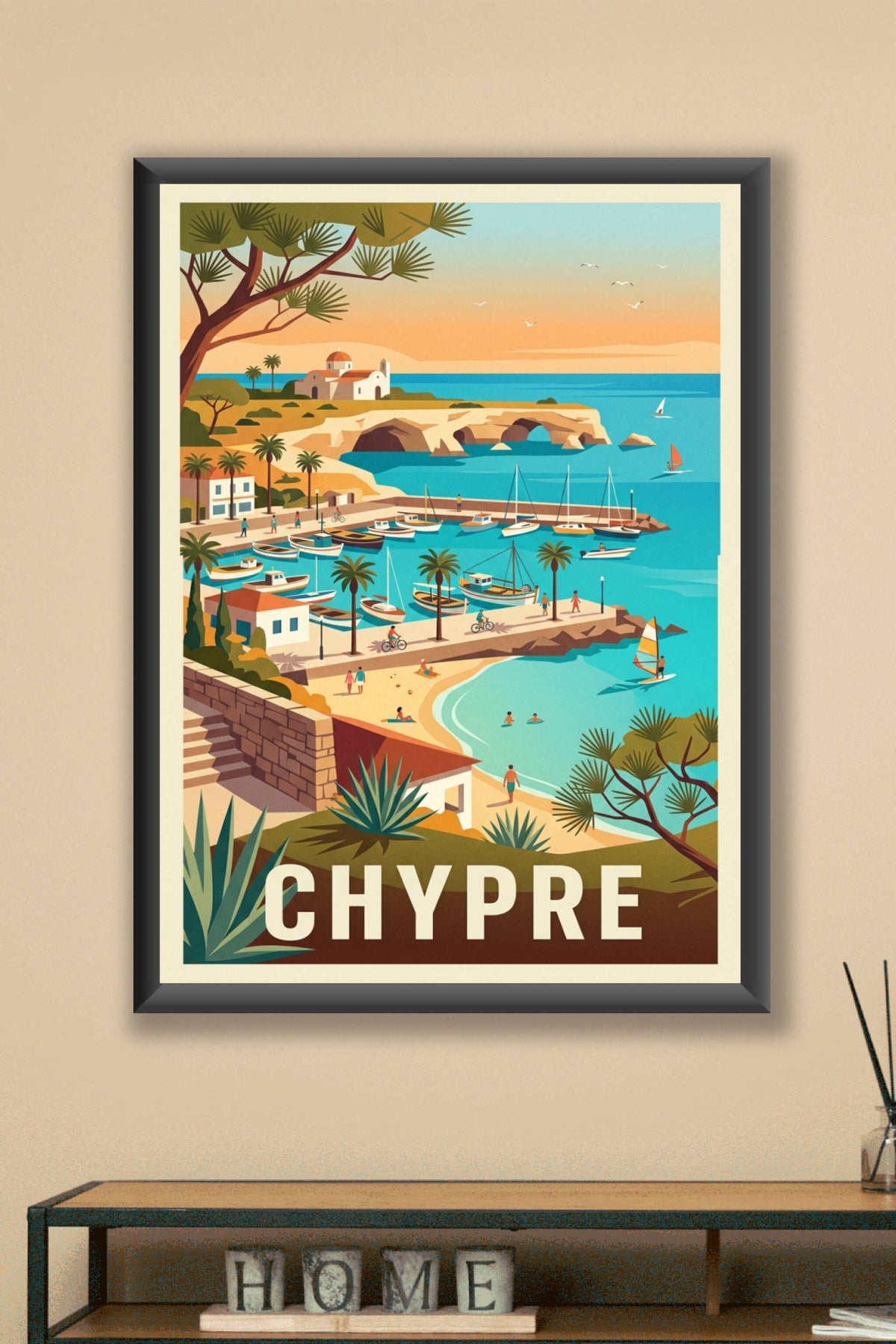Affiche de Chypre, poster décoratif bord de mer
