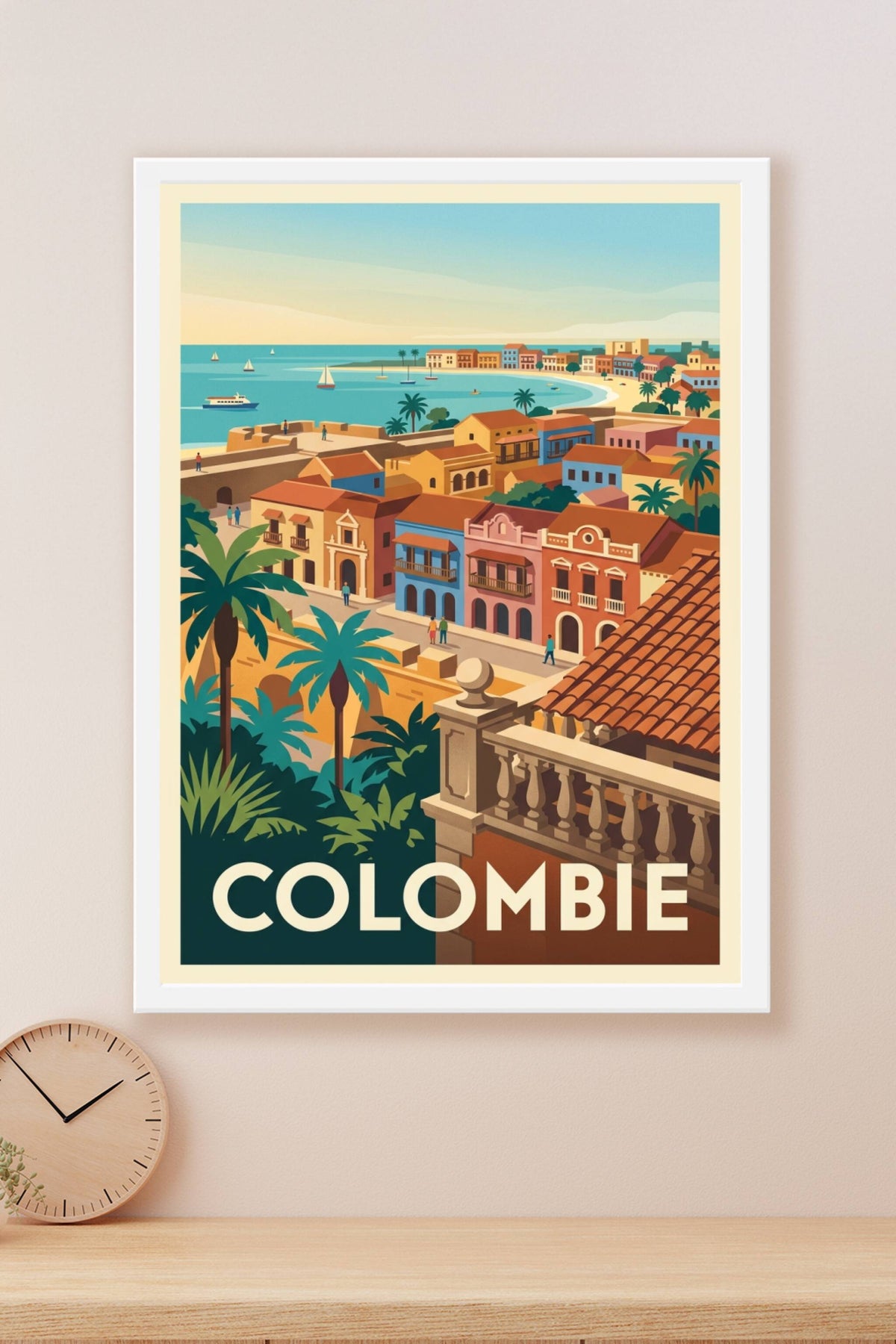 Affiche de Colombie, poster maisons colorées