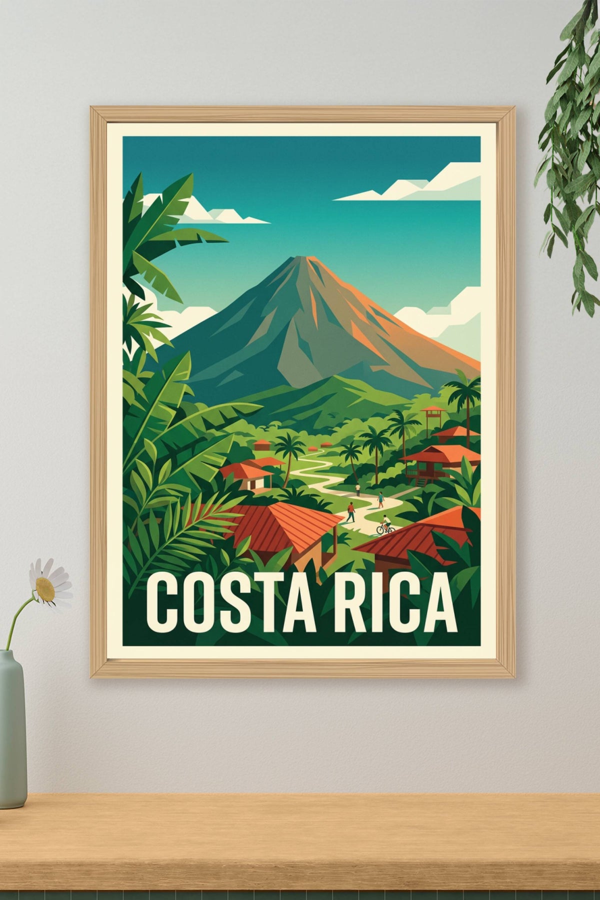Poster du Costa Rica, volcan et végétation