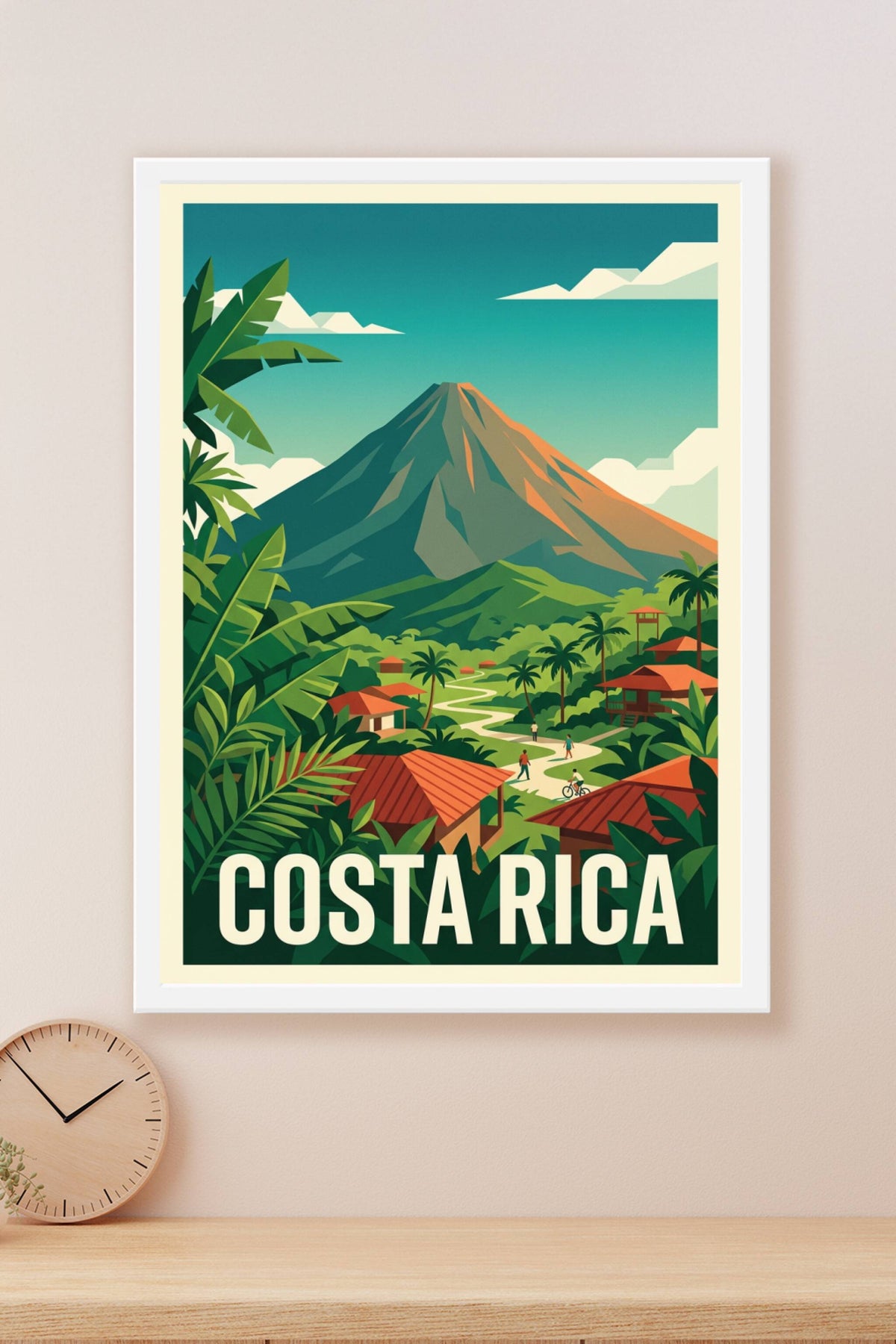 Poster du Costa Rica, volcan et végétation