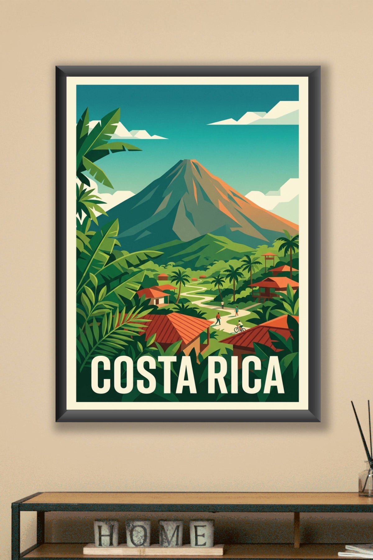 Poster du Costa Rica, volcan et végétation
