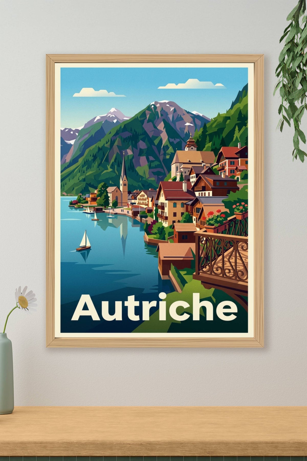 Affiche d'Autriche, poster Alpes et lac