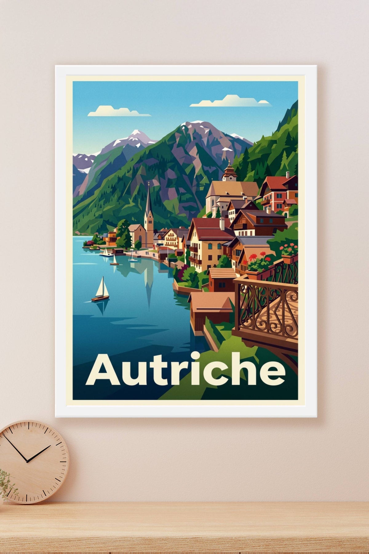 Affiche d'Autriche, poster Alpes et lac