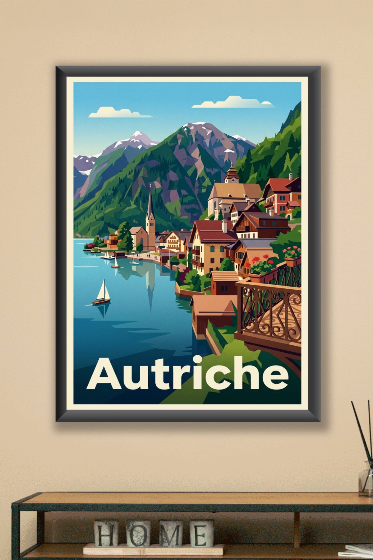 Affiche d'Autriche, poster Alpes et lac