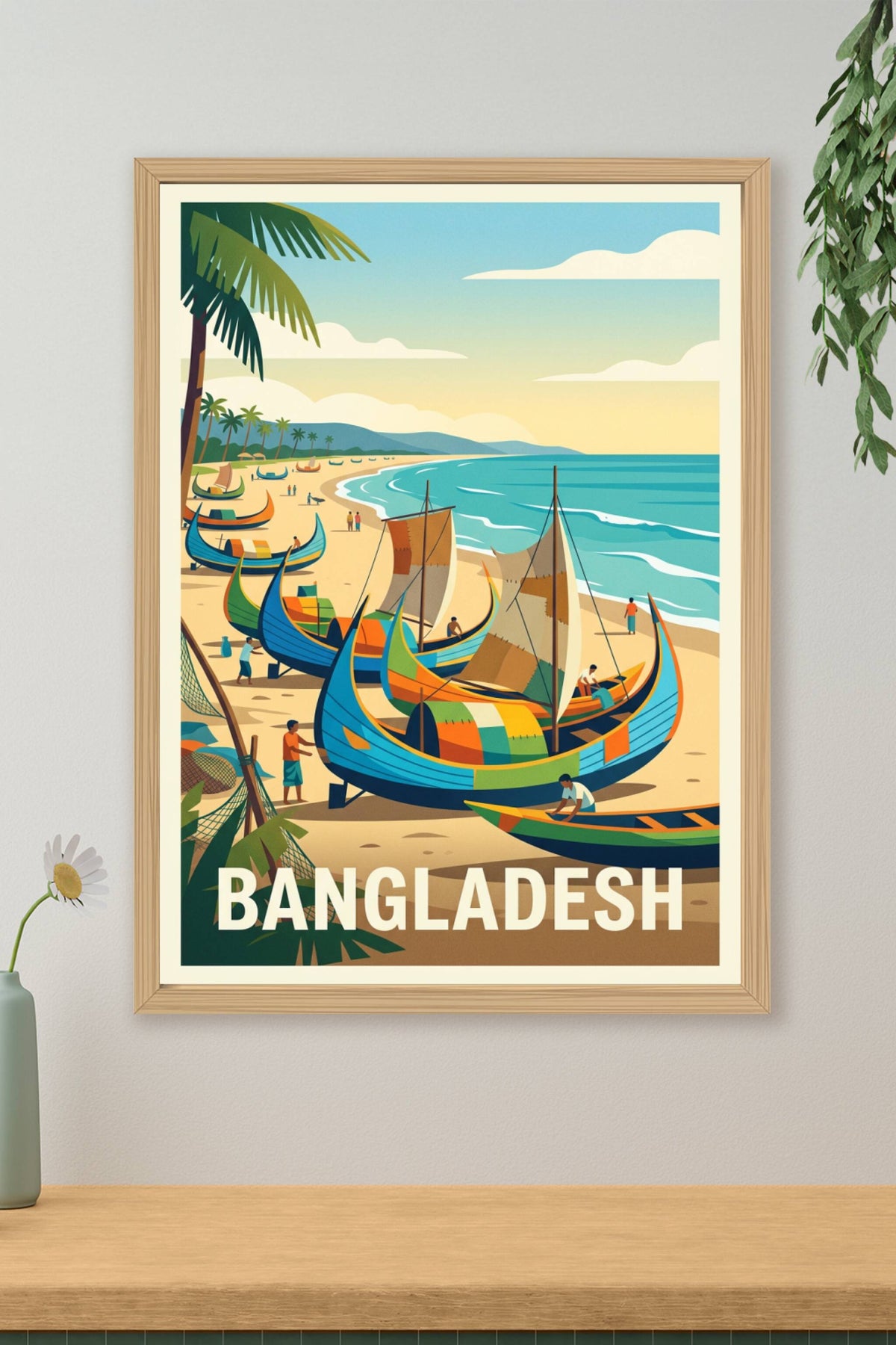 Poster du Bangladesh, barques colorées