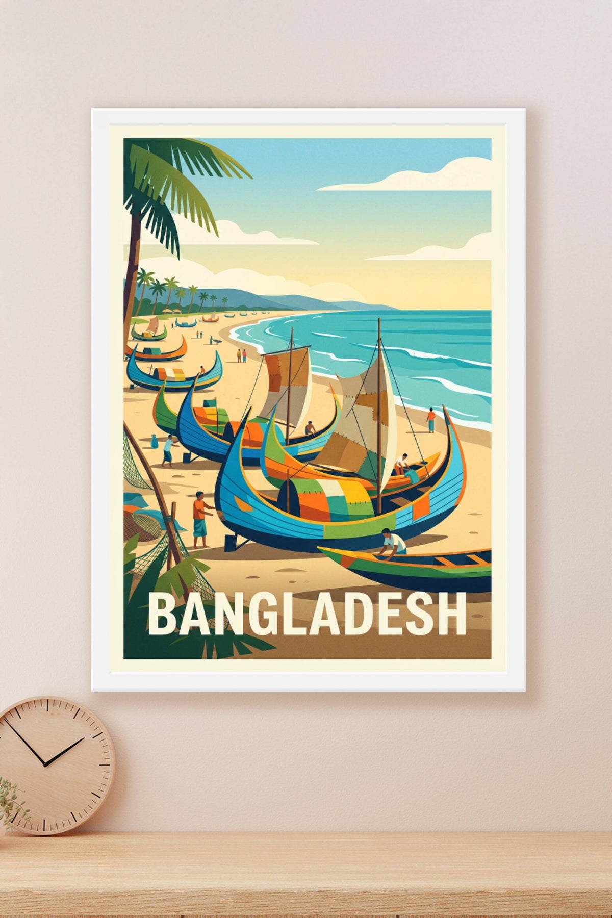 Poster du Bangladesh, barques colorées