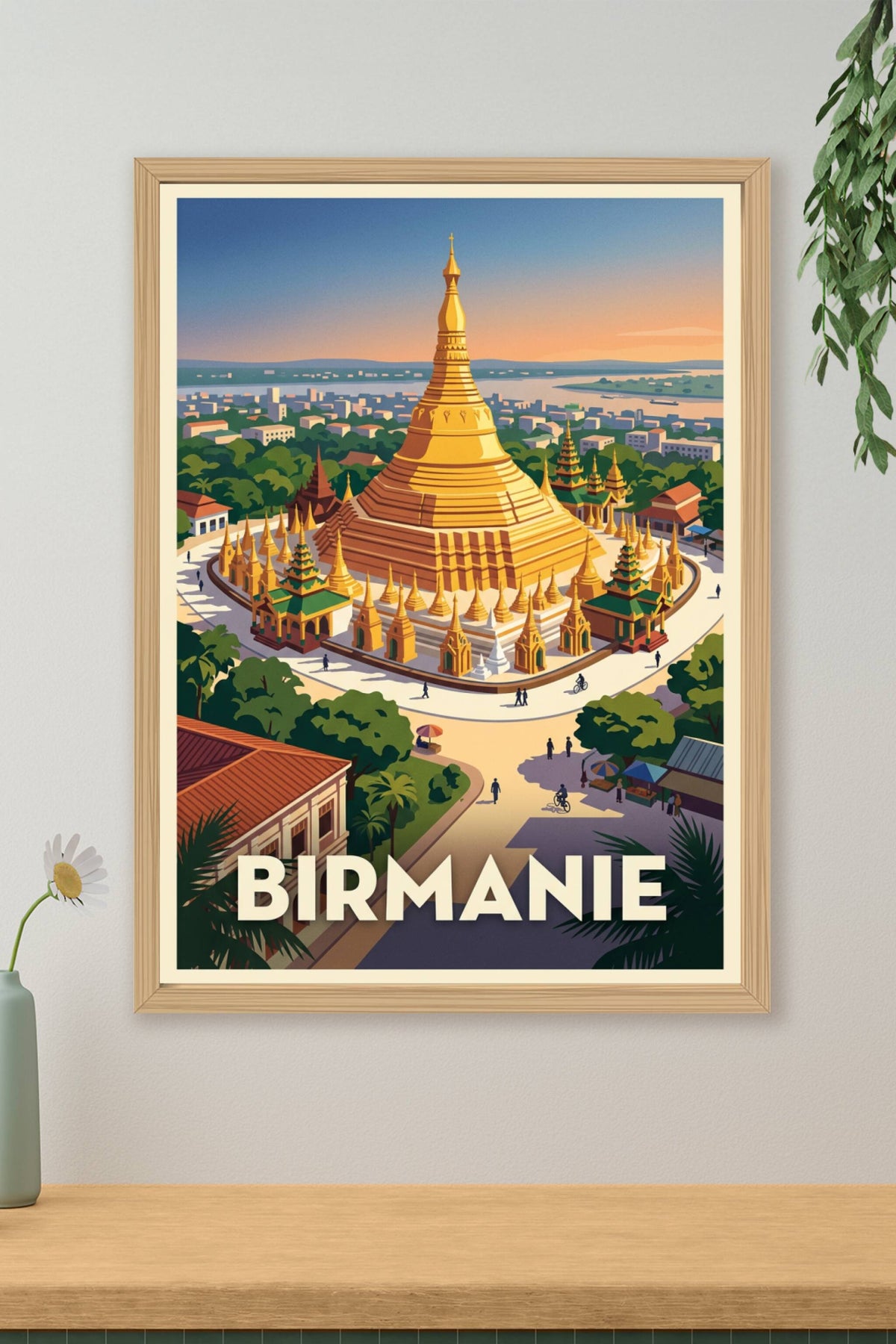 Affiche de Birmanie, poster temple de Rangoun