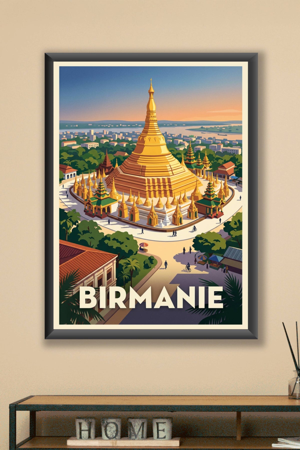 Affiche de Birmanie, poster temple de Rangoun