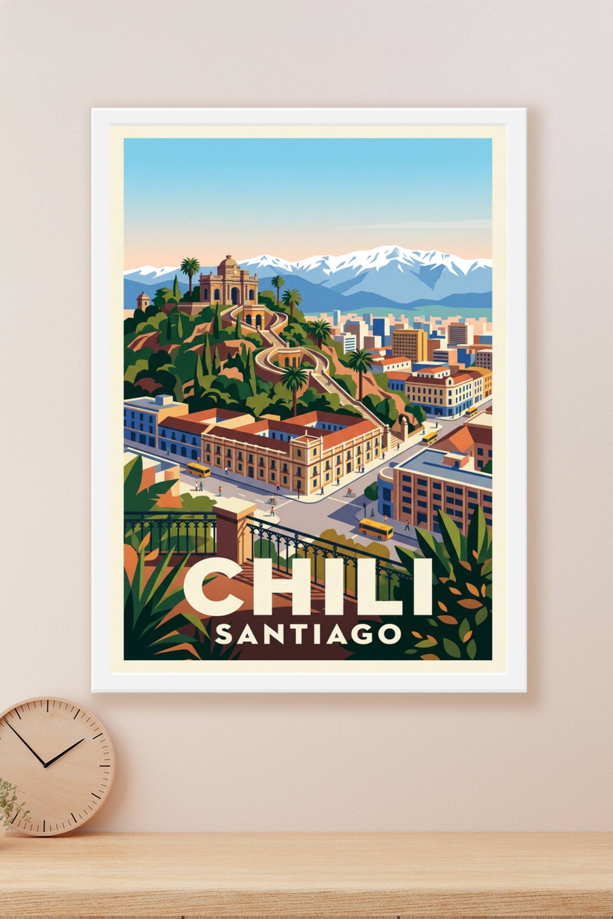 Affiche du Chili, Santiago et les Andes