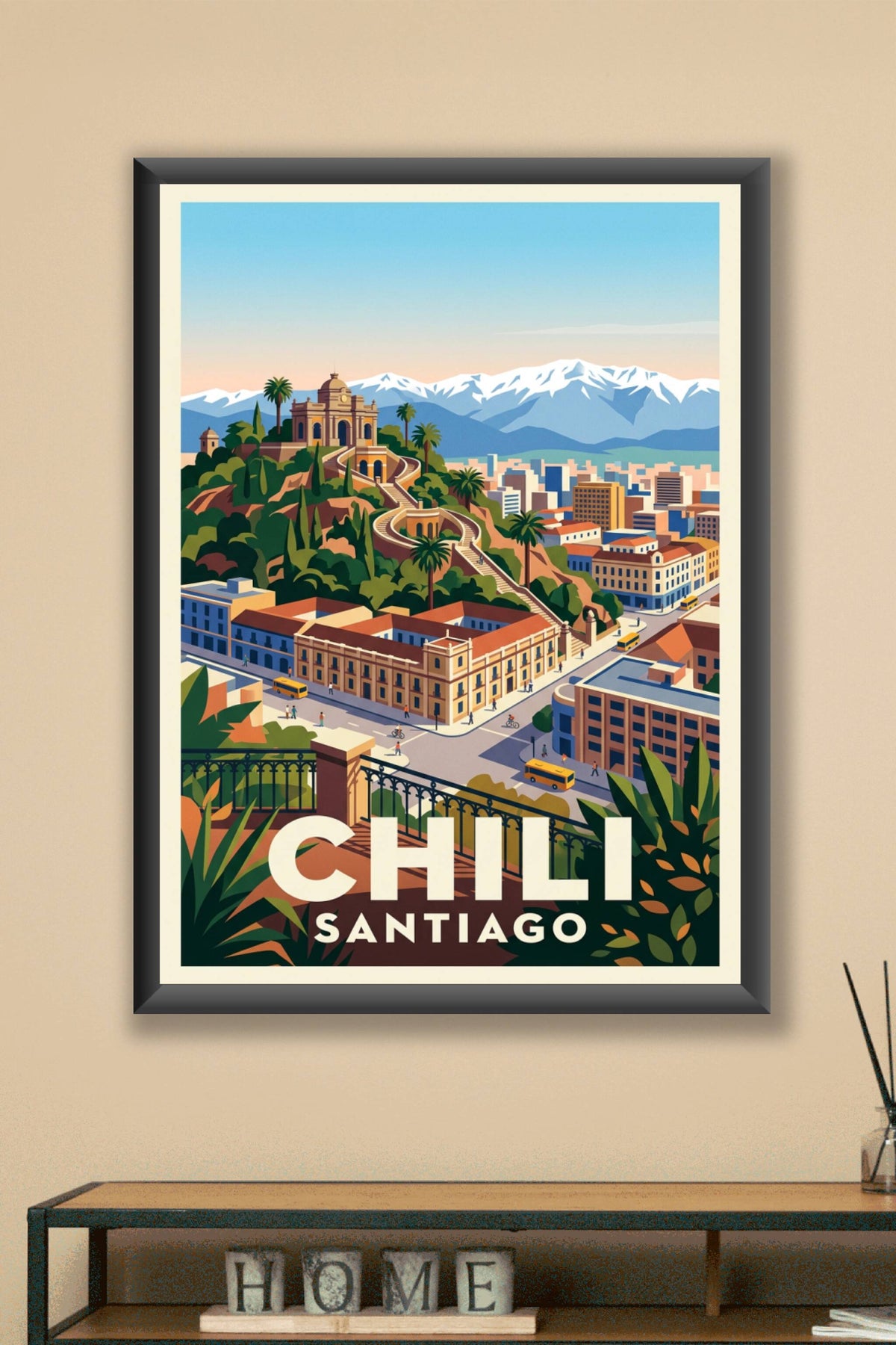 Affiche du Chili, Santiago et les Andes