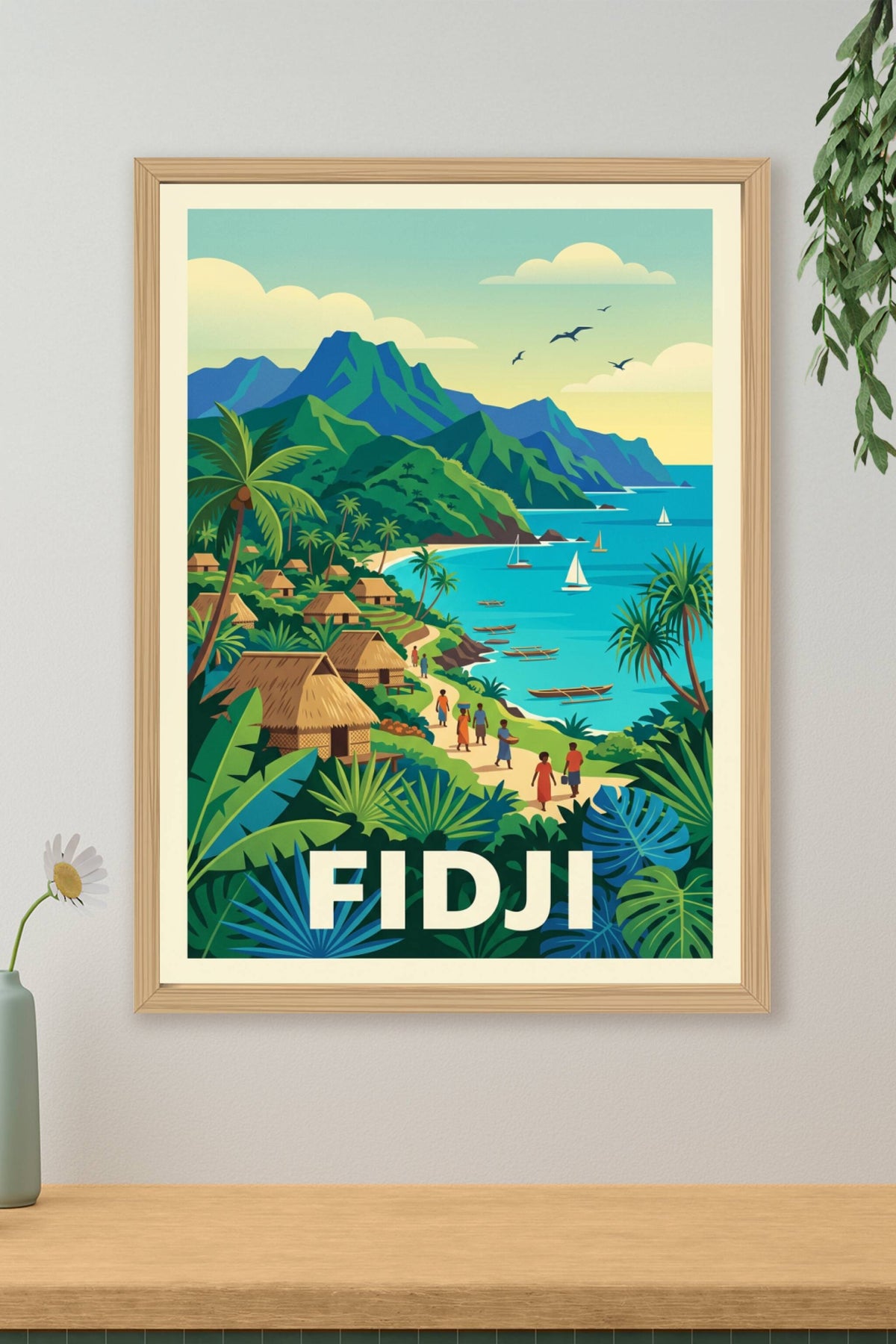 Poster des Fidji, paysage de bord de mer
