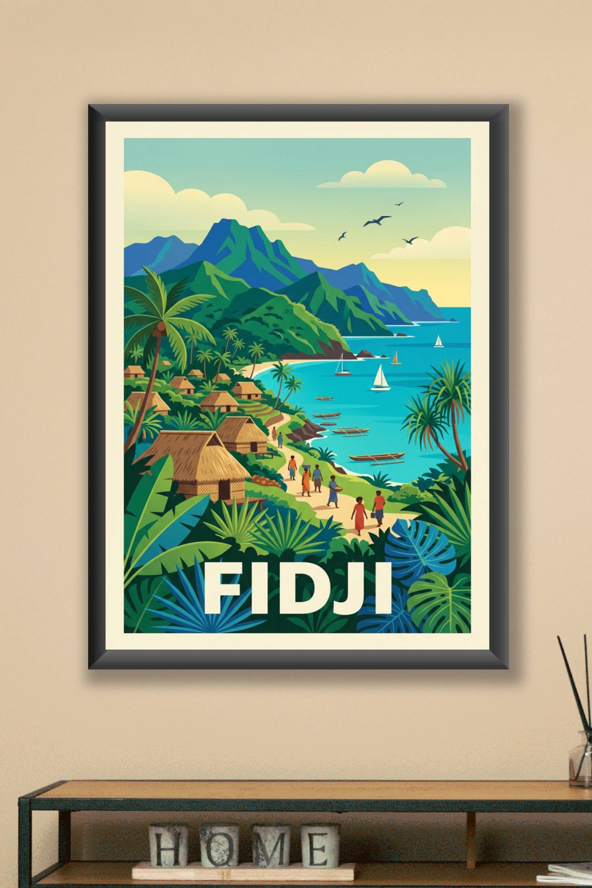 Poster des Fidji, paysage de bord de mer