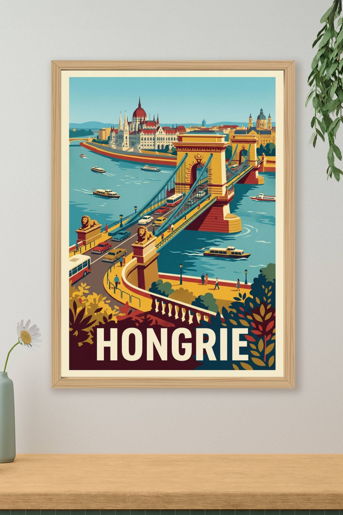 Affiche de Hongrie, Pont des Chaînes Budapest