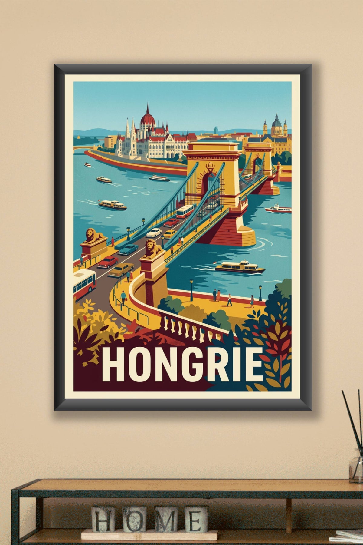 Affiche de Hongrie, Pont des Chaînes Budapest