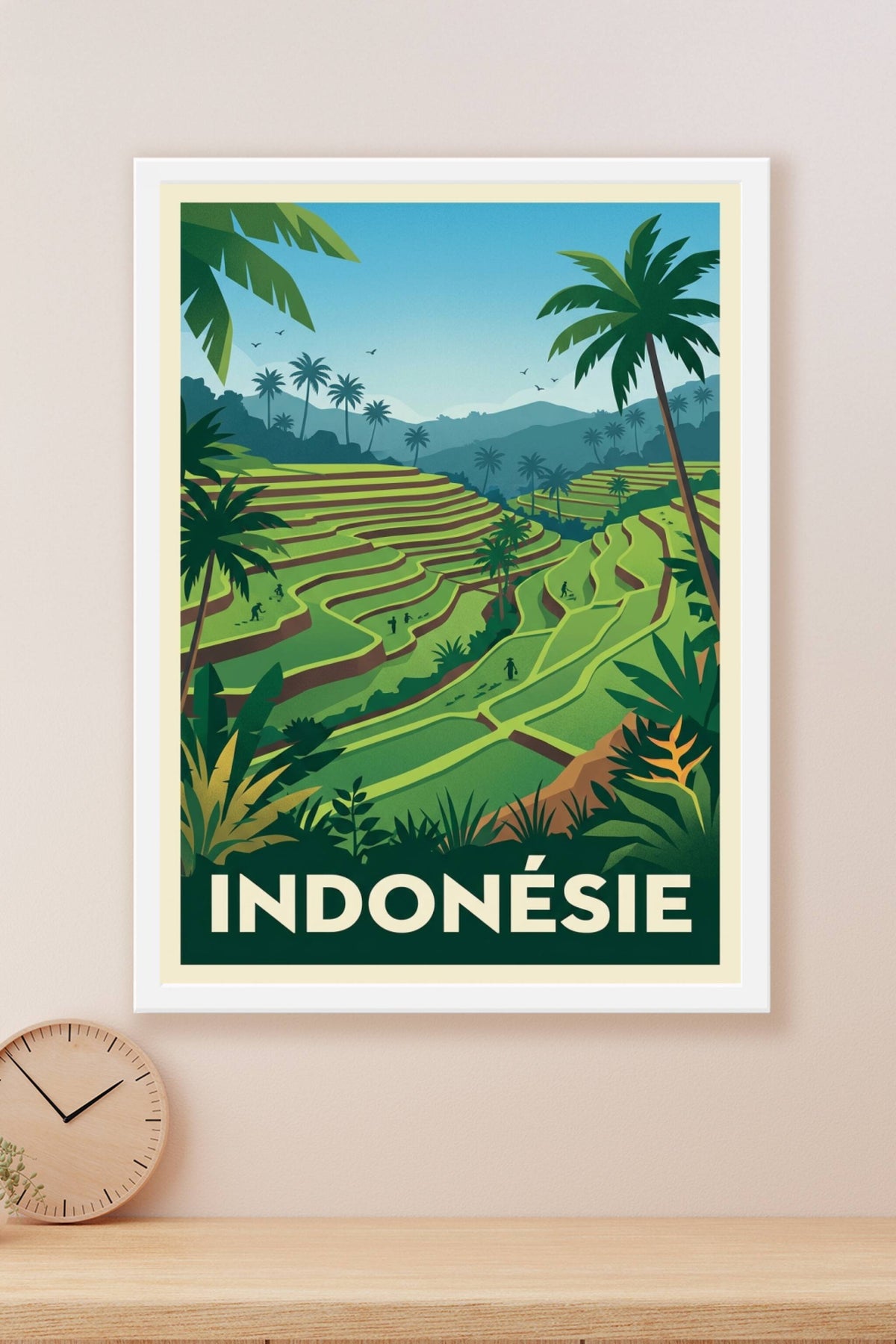 Affiche d'Indonésie, rizières en terrasse