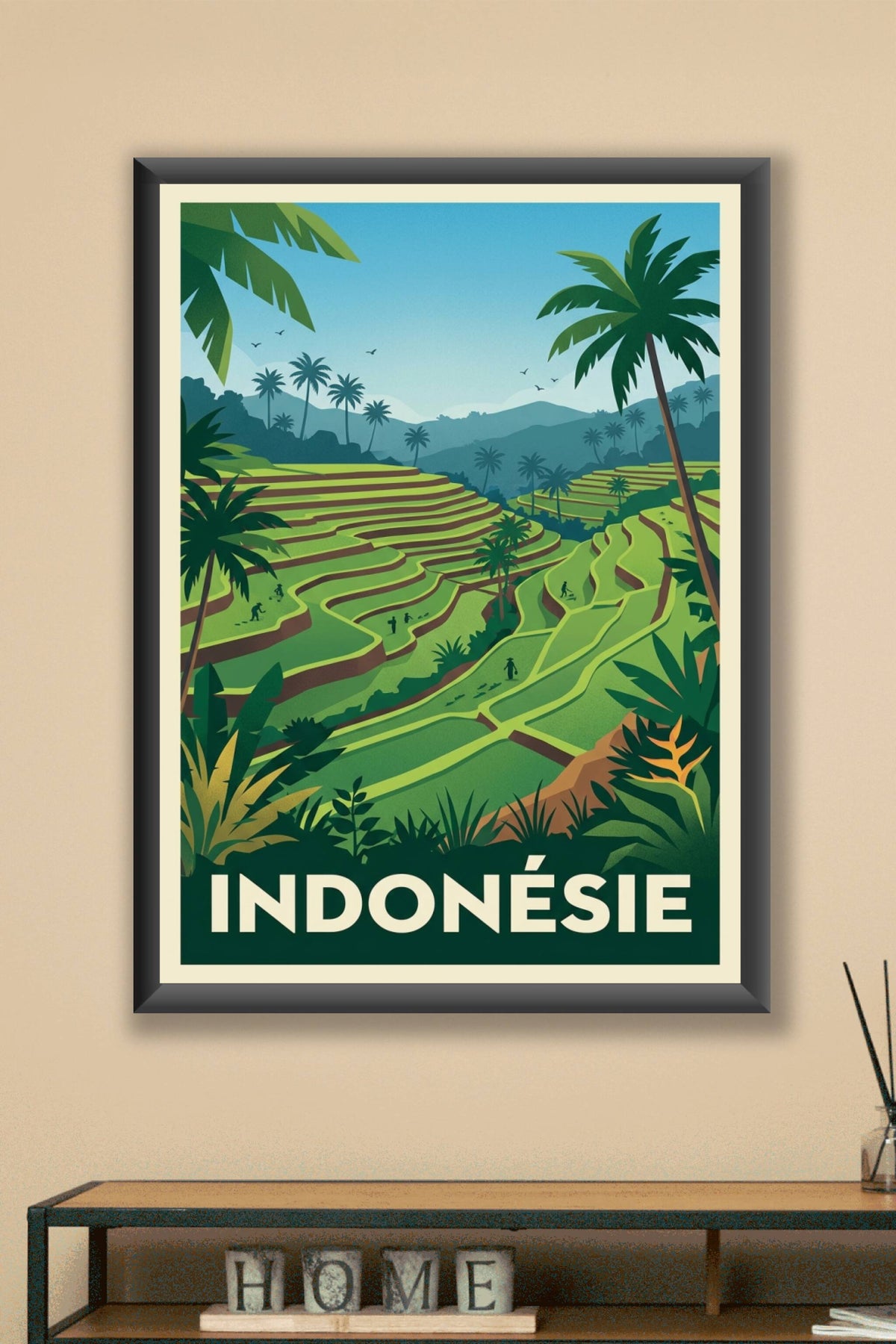 Affiche d'Indonésie, rizières en terrasse
