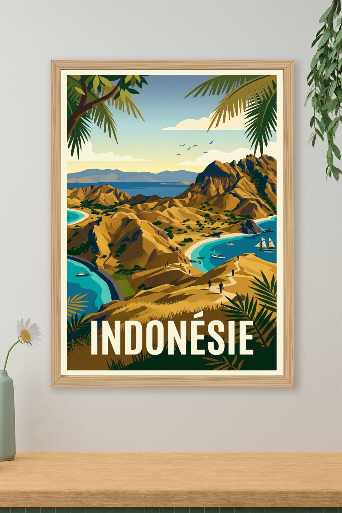 Affiche d'Indonésie, paysage île de Padar