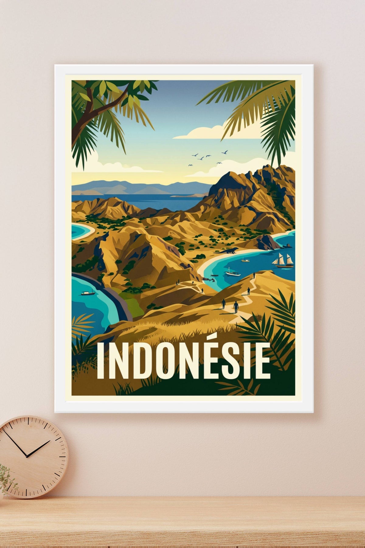 Affiche d'Indonésie, paysage île de Padar