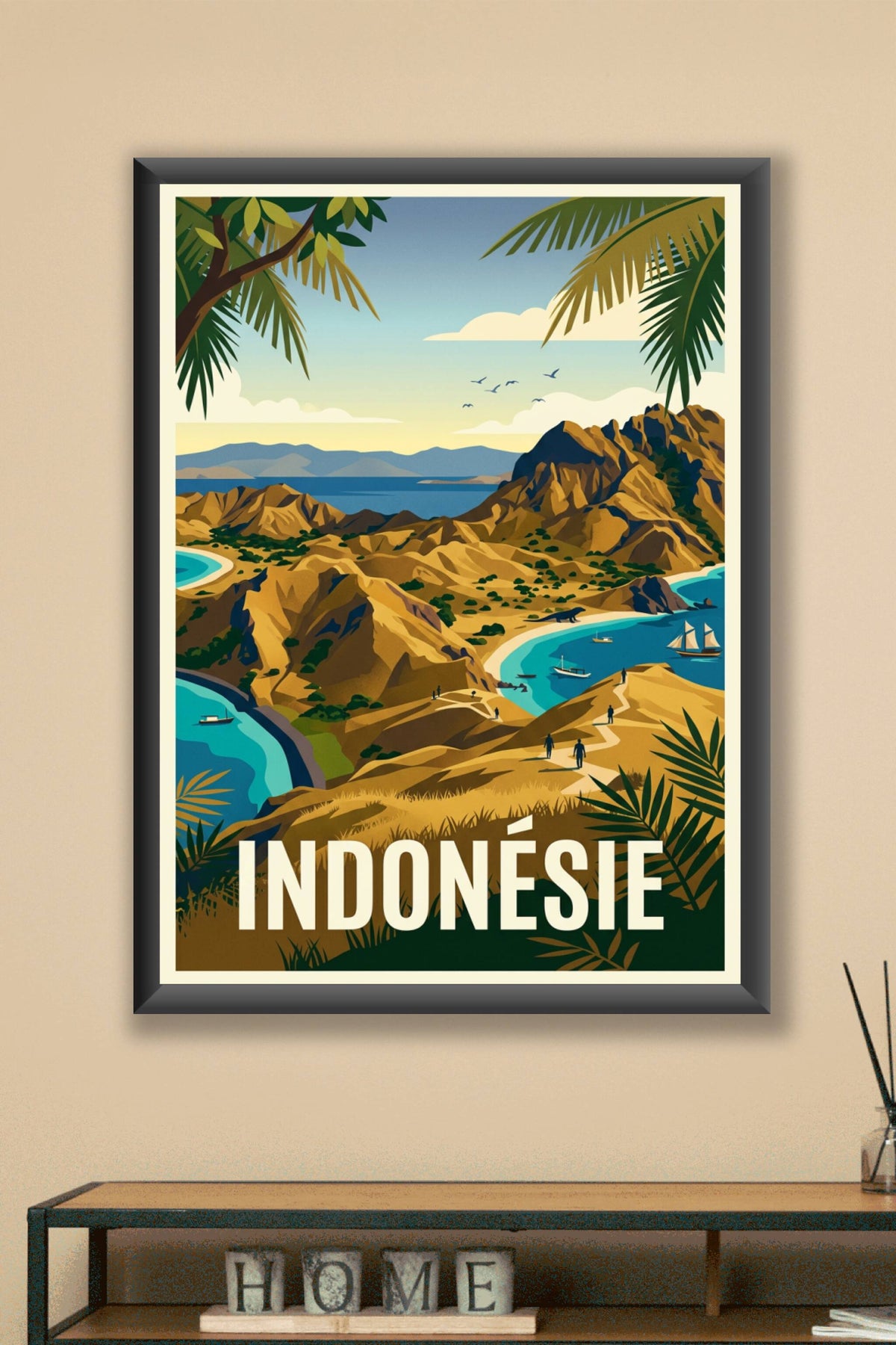 Affiche d'Indonésie, paysage île de Padar
