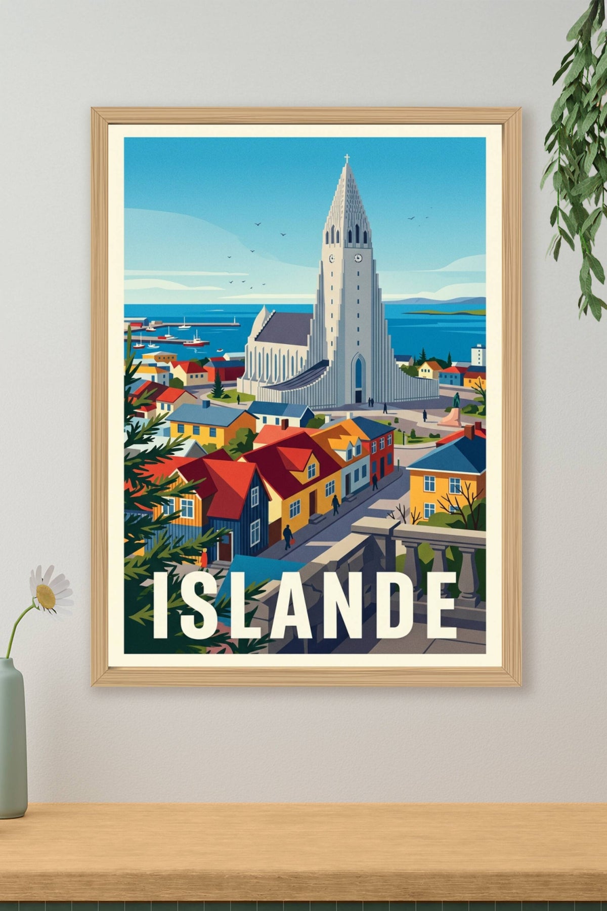 Affiche d'Islande, l'église de Reykjavik