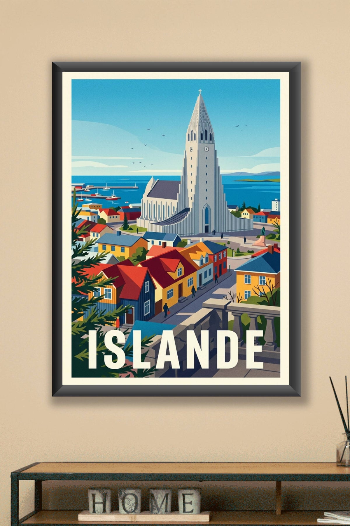 Affiche d'Islande, l'église de Reykjavik