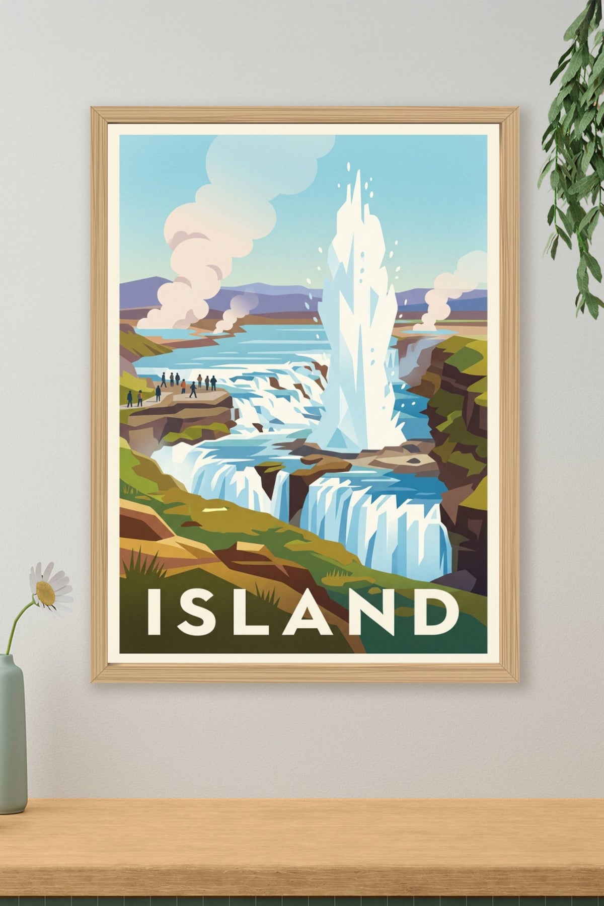 Affiche d'Islande, geyser et nature sauvage