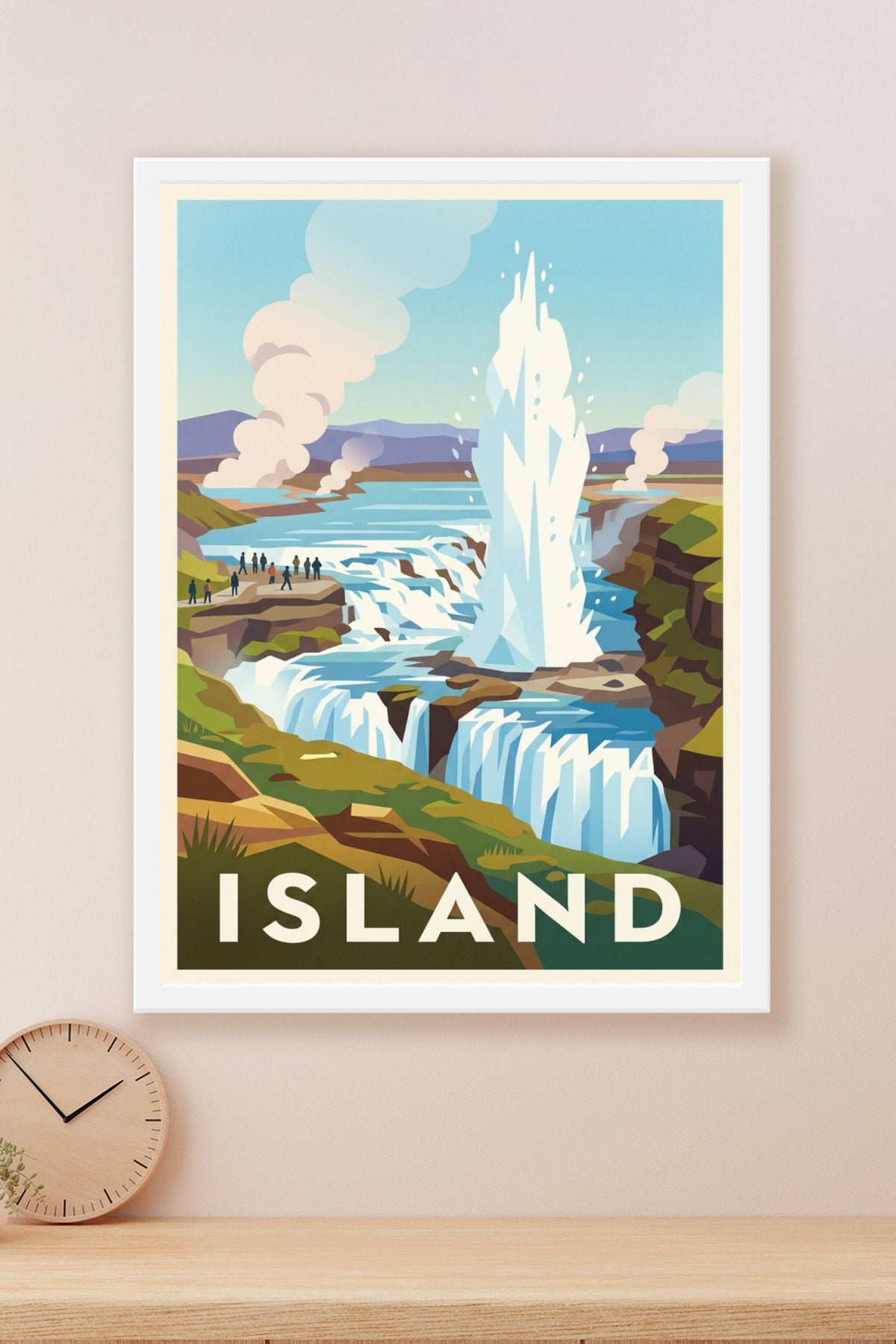 Affiche d'Islande, geyser et nature sauvage