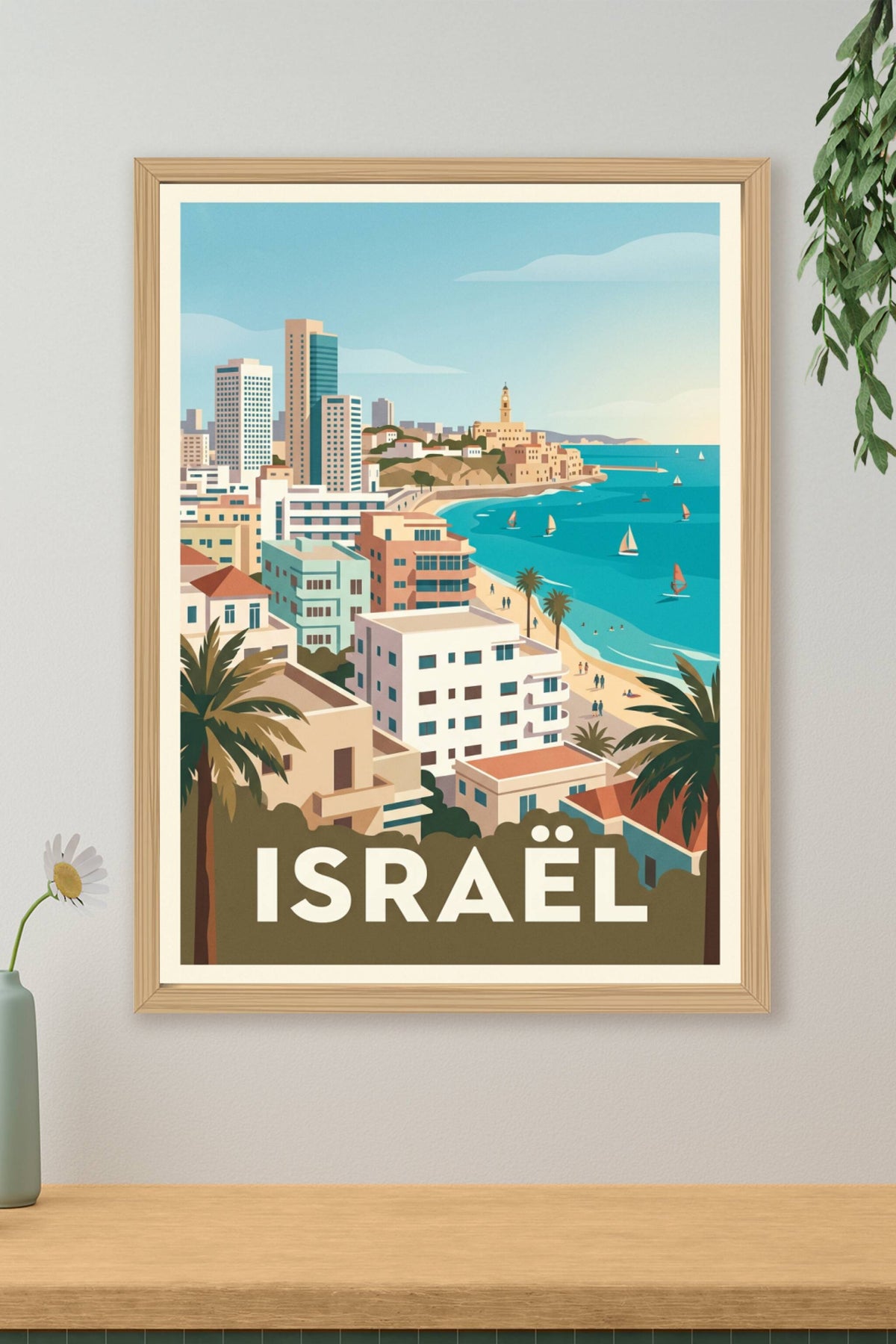 Affiche d'Israël, Tel Aviv et mer Méditerranée