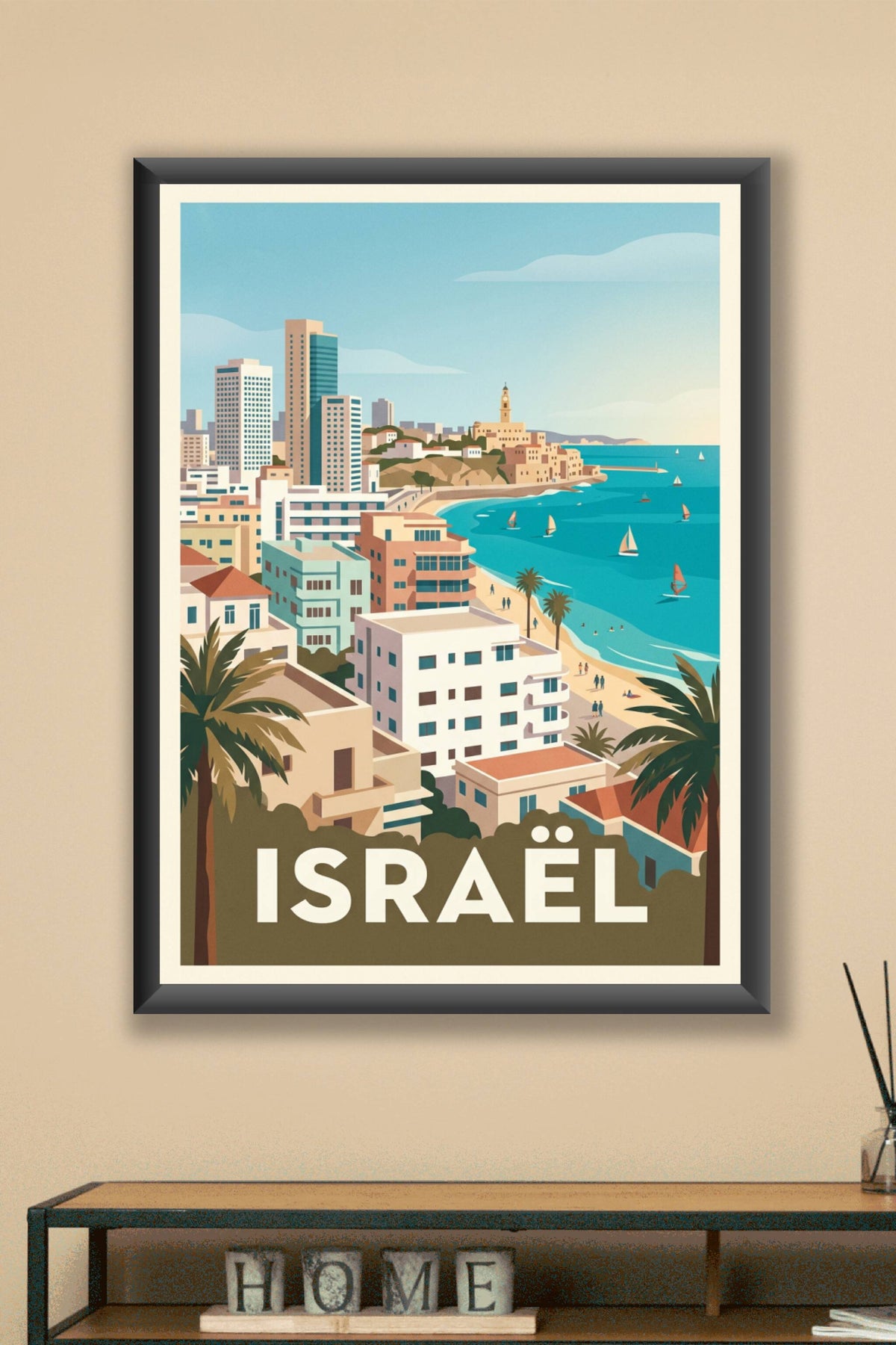 Affiche d'Israël, Tel Aviv et mer Méditerranée