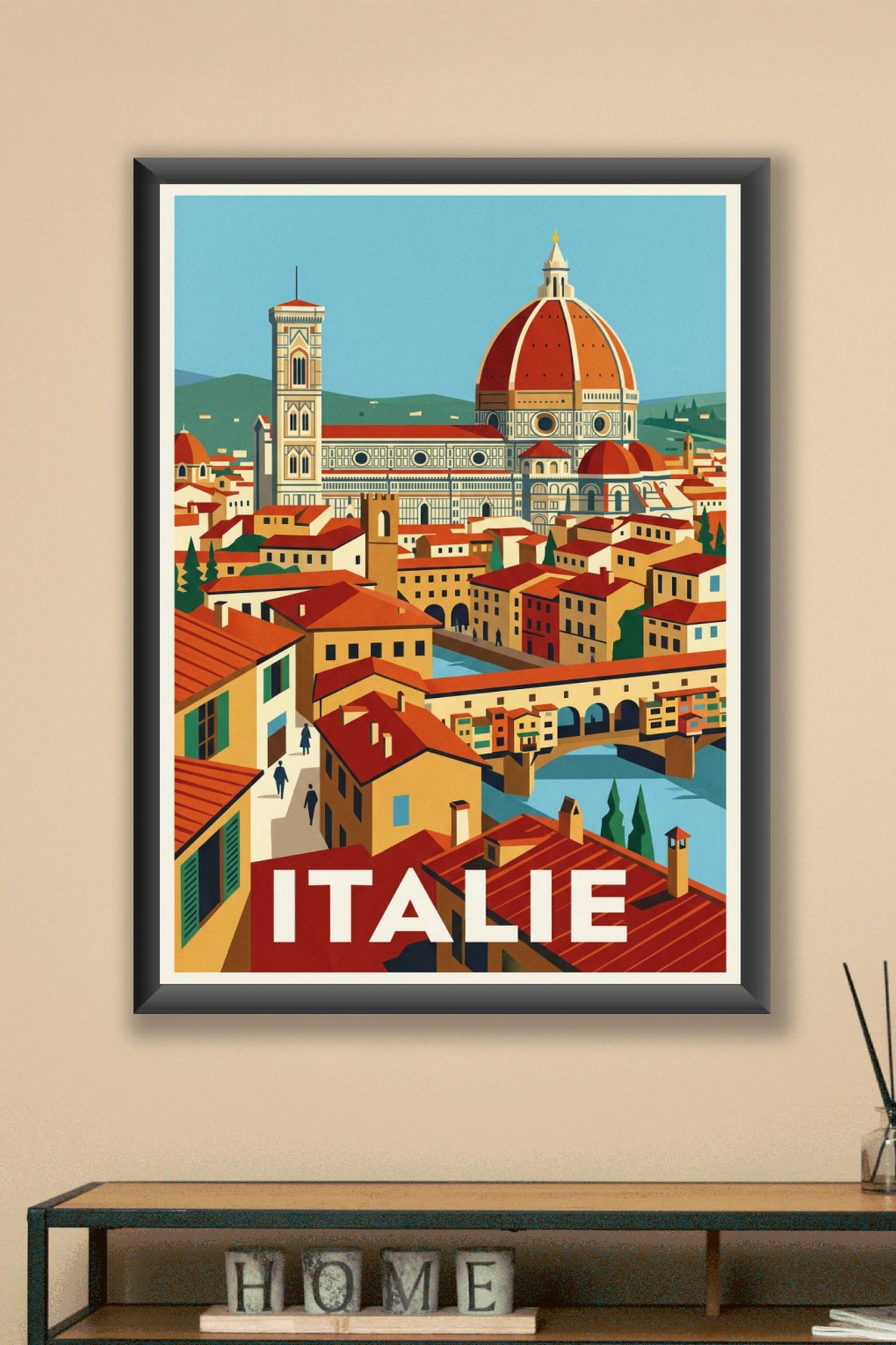 Affiche d'Italie, poster Florence et Ponte Vecchio