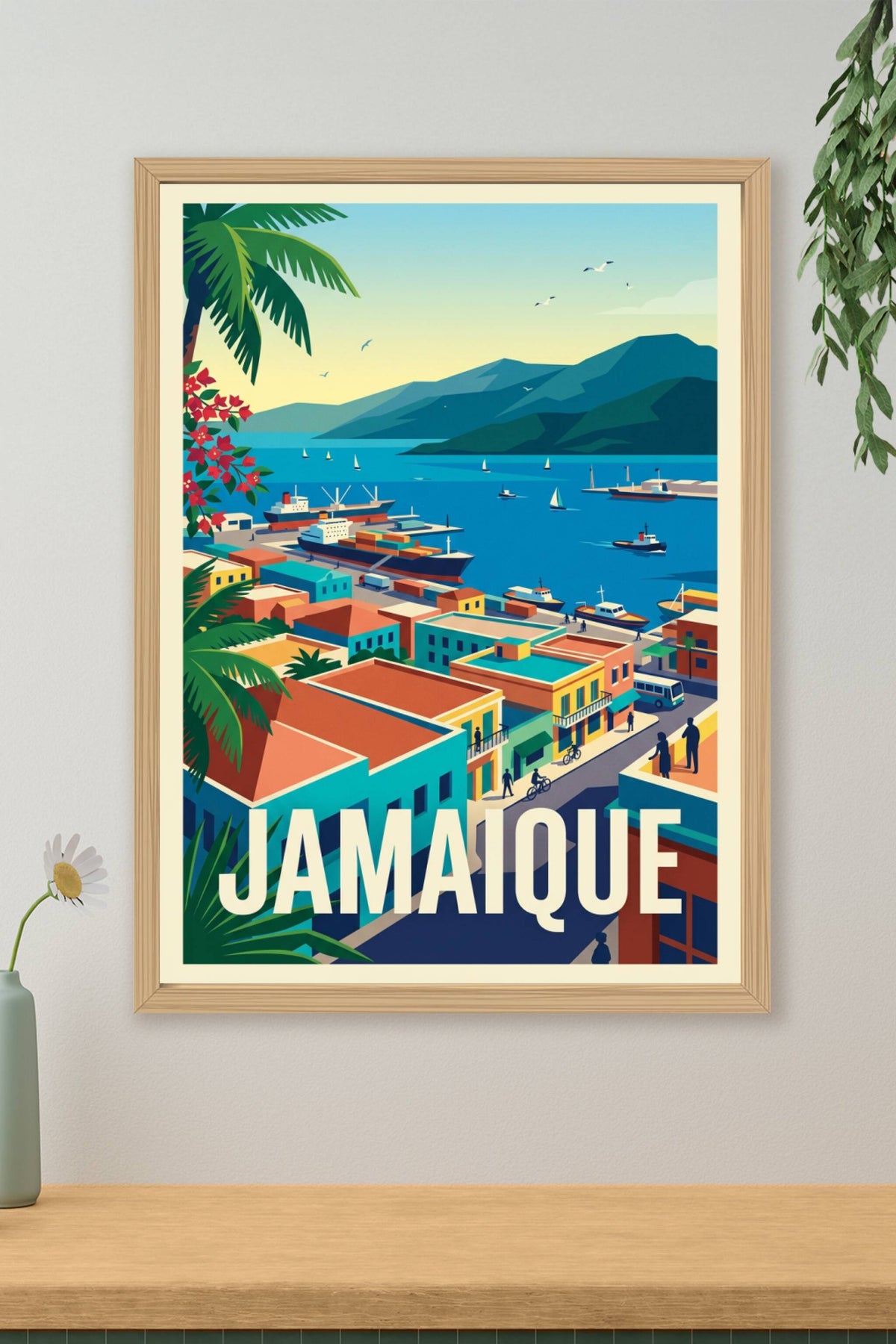 Affiche de la Jamaïque, poster ville côtière