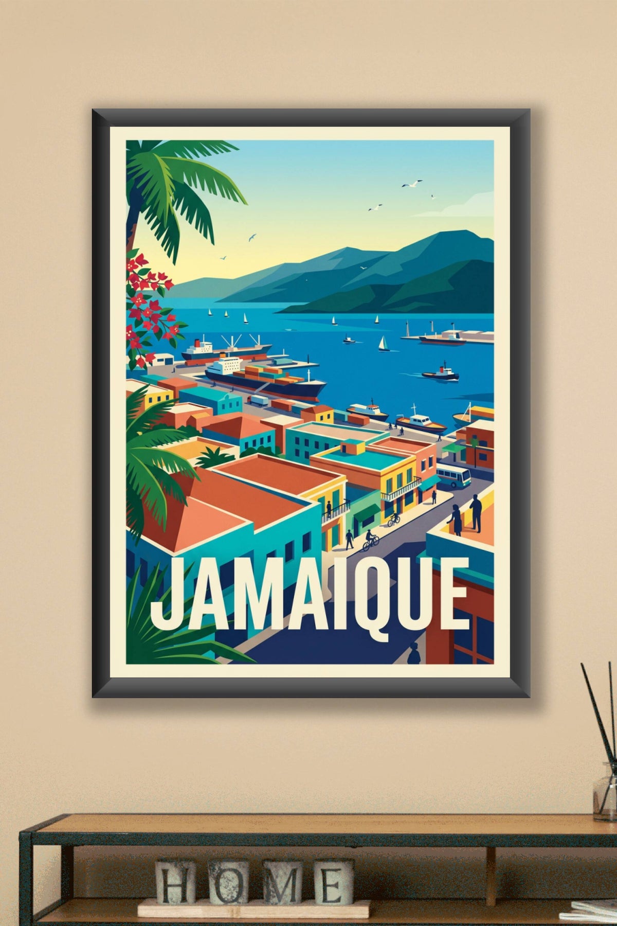 Affiche de la Jamaïque, poster ville côtière