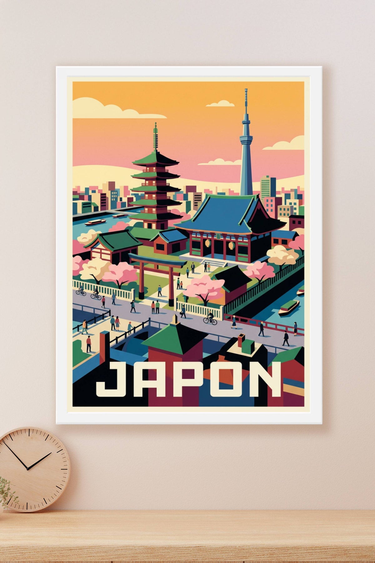 Affiche du Japon, Tokyo et pagode traditionnelle