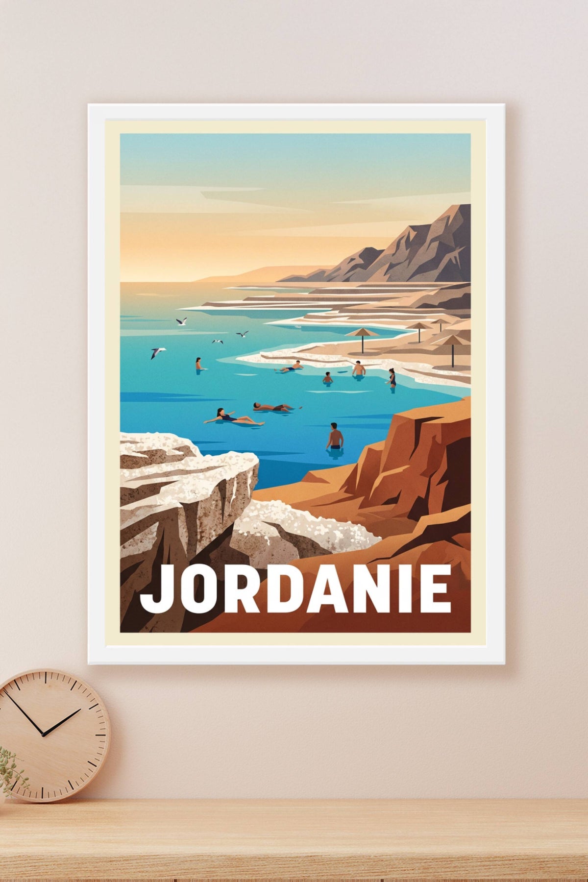 Affiche de Jordanie, la Mer Morte et ses baigneurs