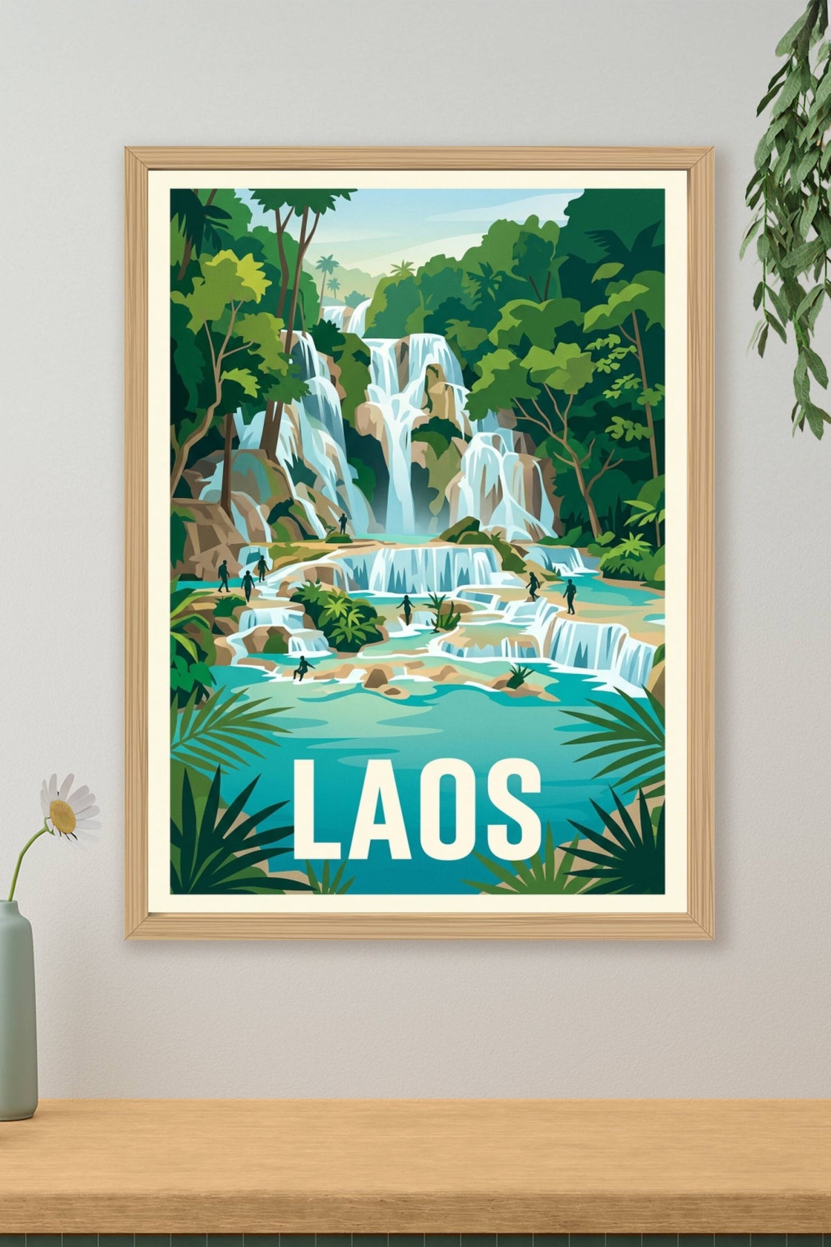 Affiche du Laos, cascades de Kuang Si