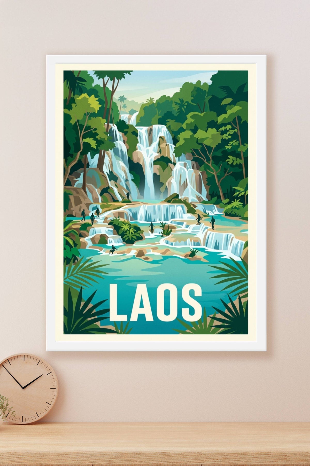 Affiche du Laos, cascades de Kuang Si