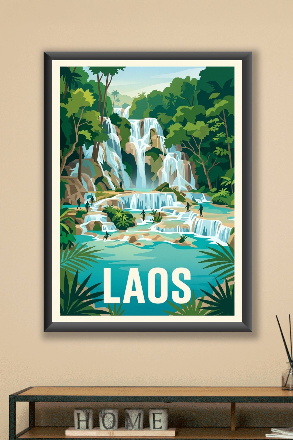 Affiche du Laos, cascades de Kuang Si