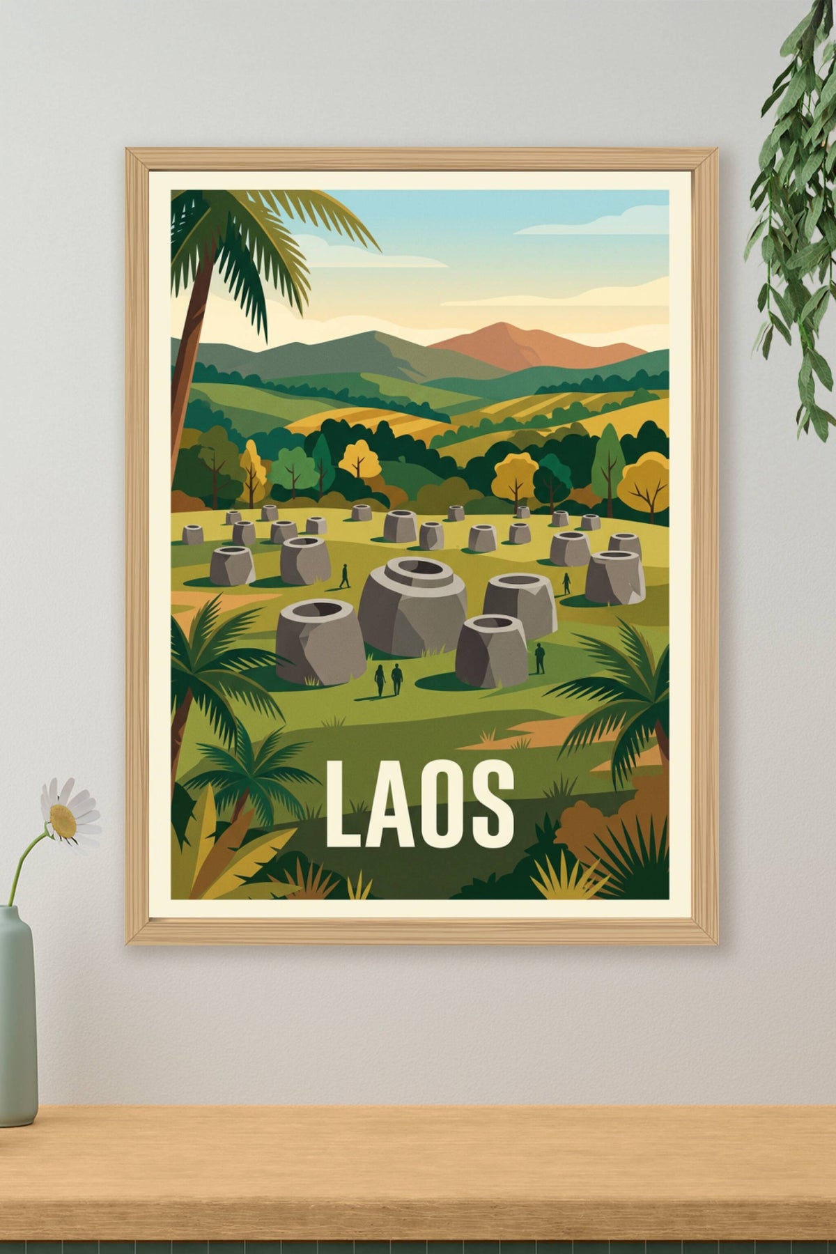 Affiche du Laos, poster Plaine des Jarres