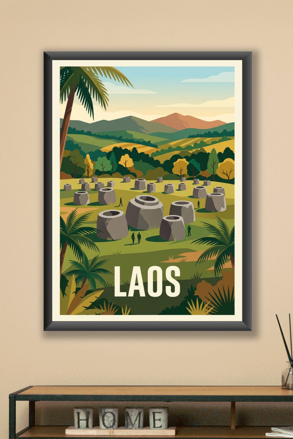 Affiche du Laos, poster Plaine des Jarres