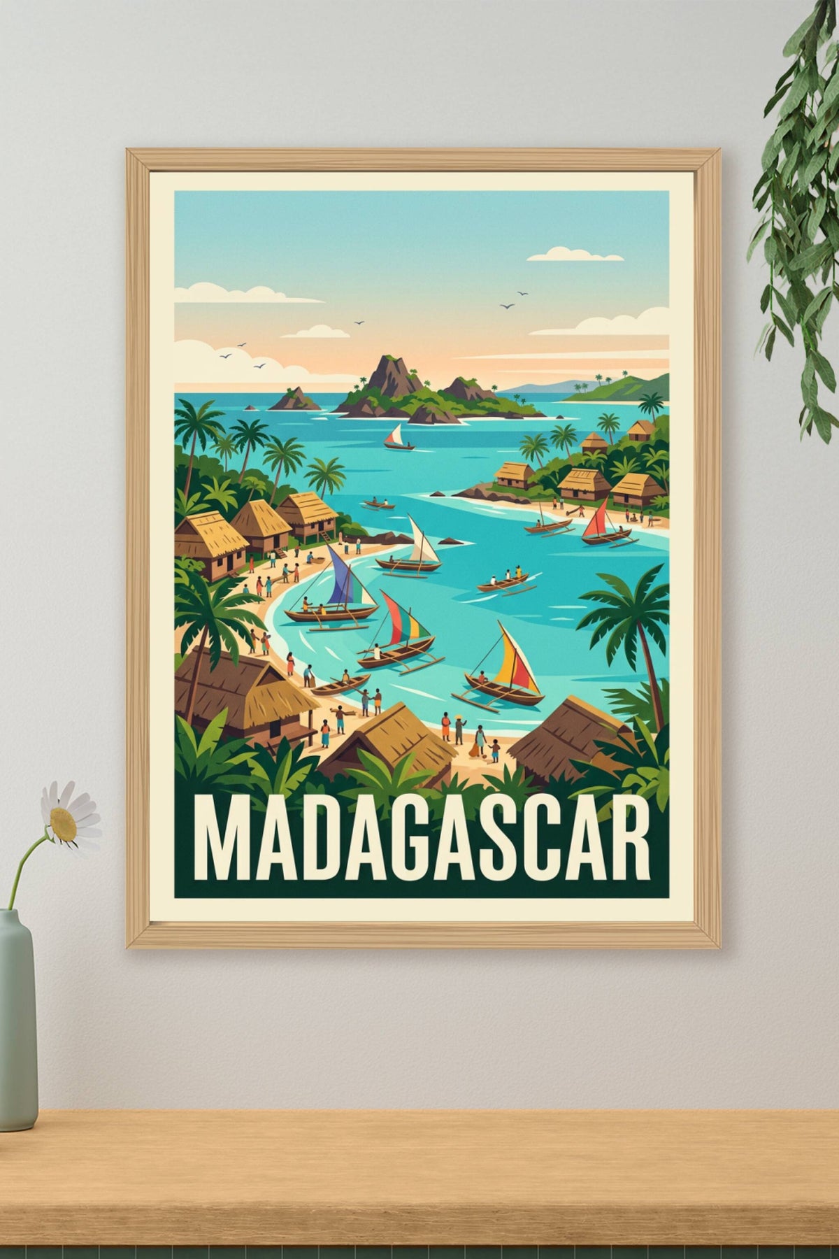 Affiche de Madagascar, poster pirogues de pêche